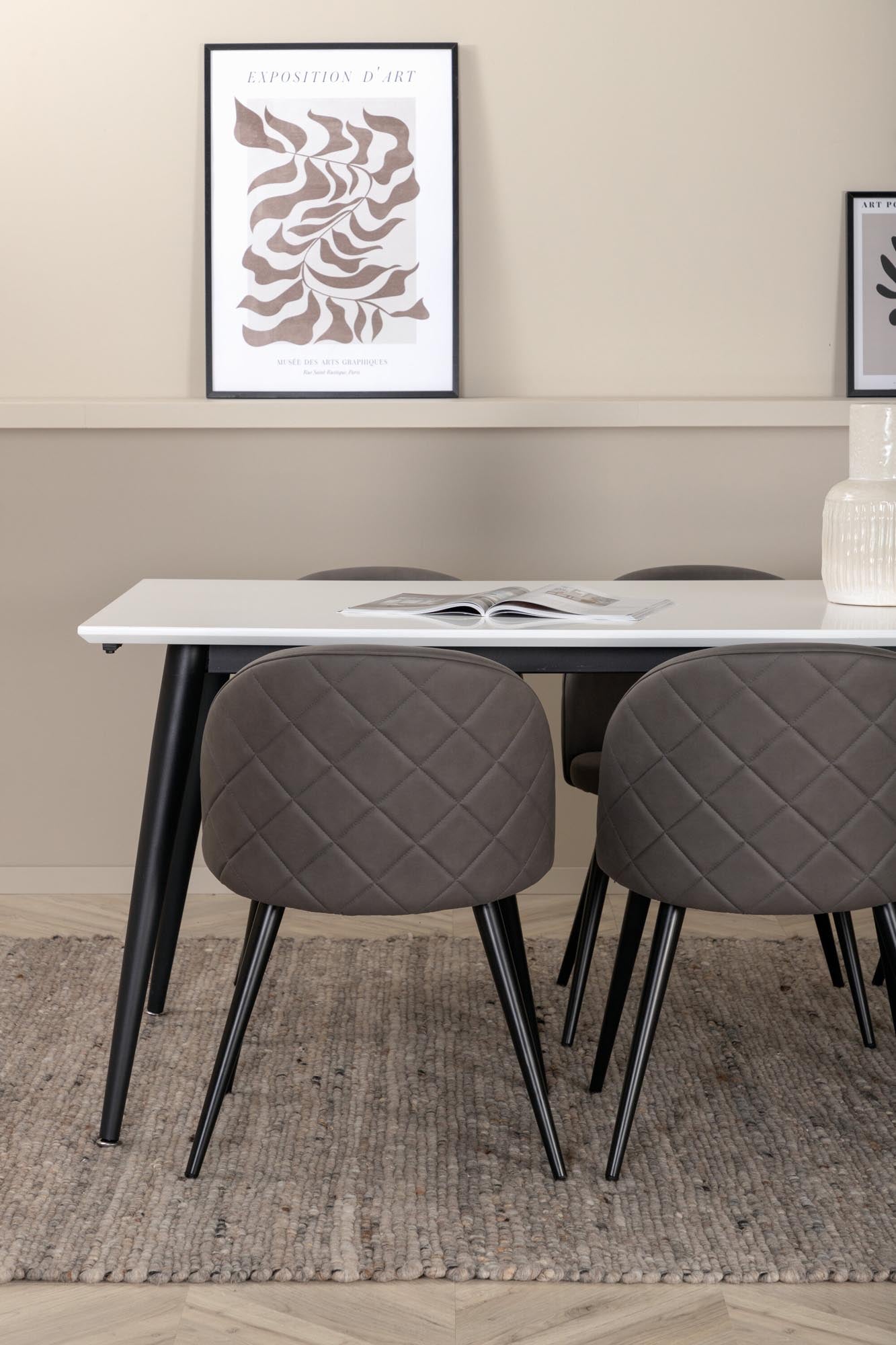 Jimmy Esszimmerset + Velvet 195cm/6St. in Schwarzgrau präsentiert im Onlineshop von KAQTU Design AG. Esszimmerset ist von Venture Home
