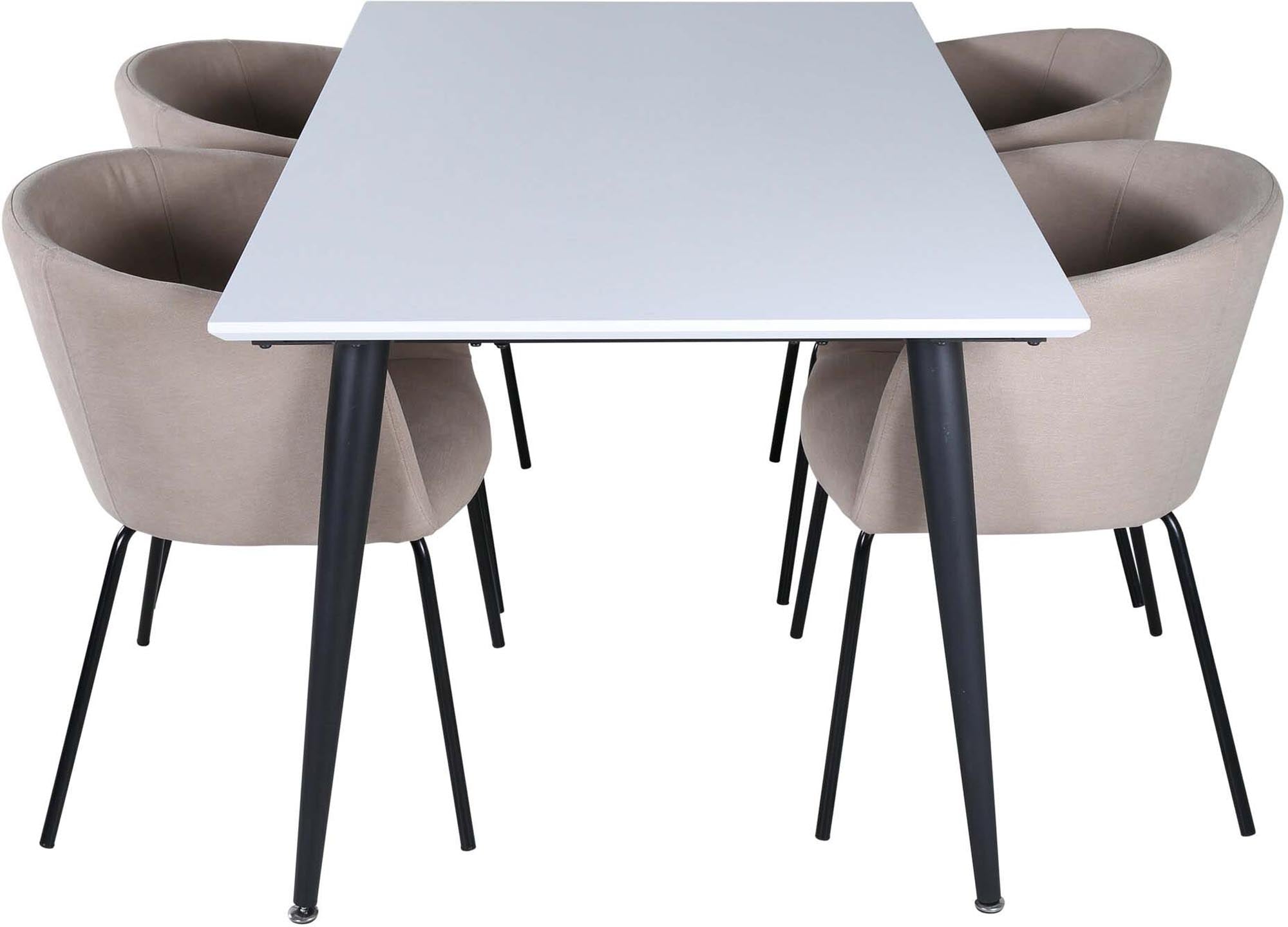 Jimmy Esszimmerset + Berit 150cm/4St. in Beige, Schwarz präsentiert im Onlineshop von KAQTU Design AG. Esszimmerset ist von Venture Home