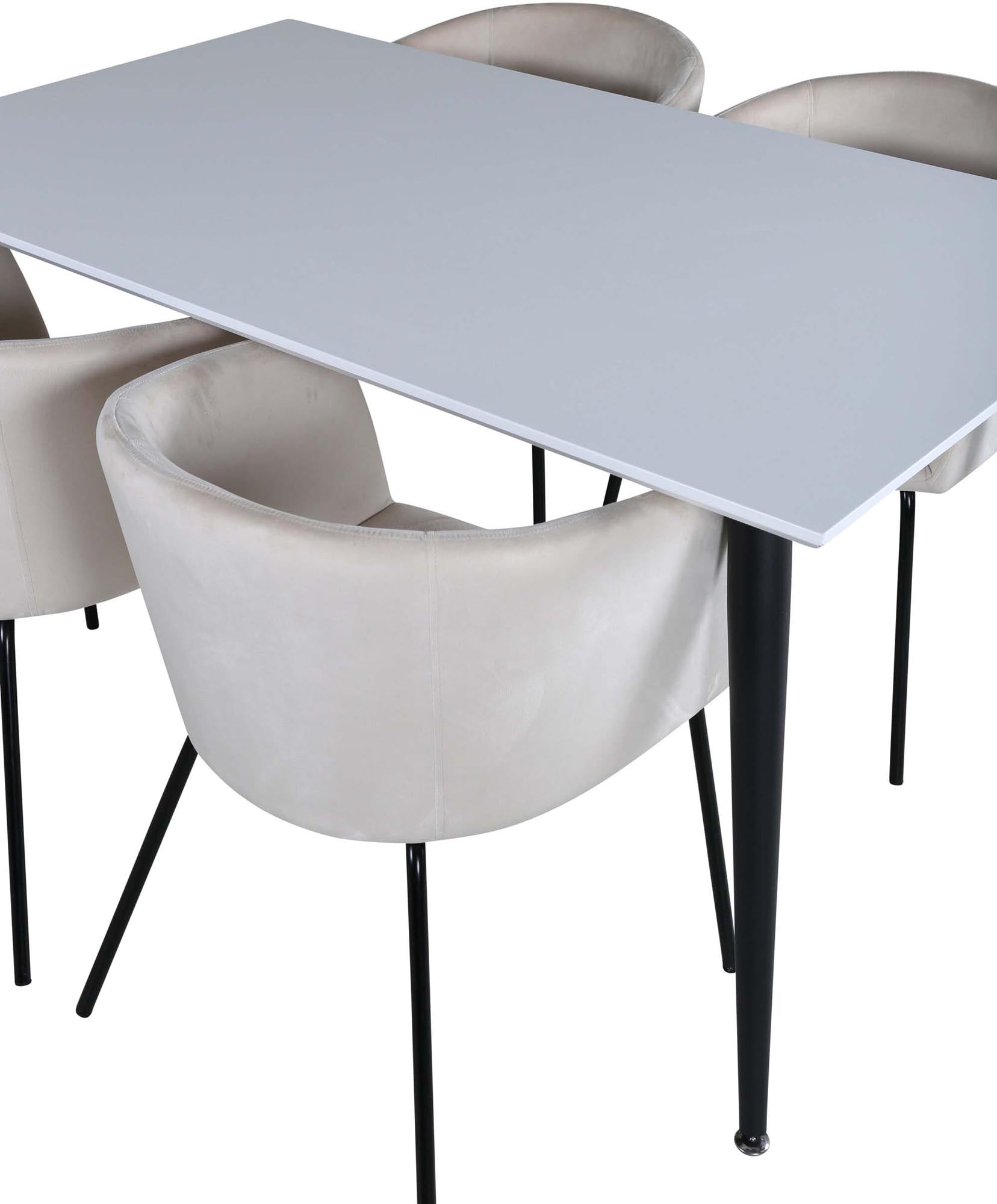 Elegantes Esszimmerset Jimmy + Berit mit 4 luxuriösen Samt-Stühlen. Ideal für gesellige Abende und einladende Esszimmer-Atmosphäre.