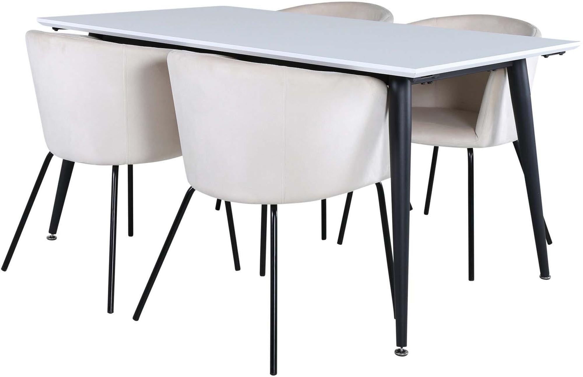 Jimmy Esszimmerset + Berit 150cm/4St. in Beige, Schwarz präsentiert im Onlineshop von KAQTU Design AG. Esszimmerset ist von Venture Home