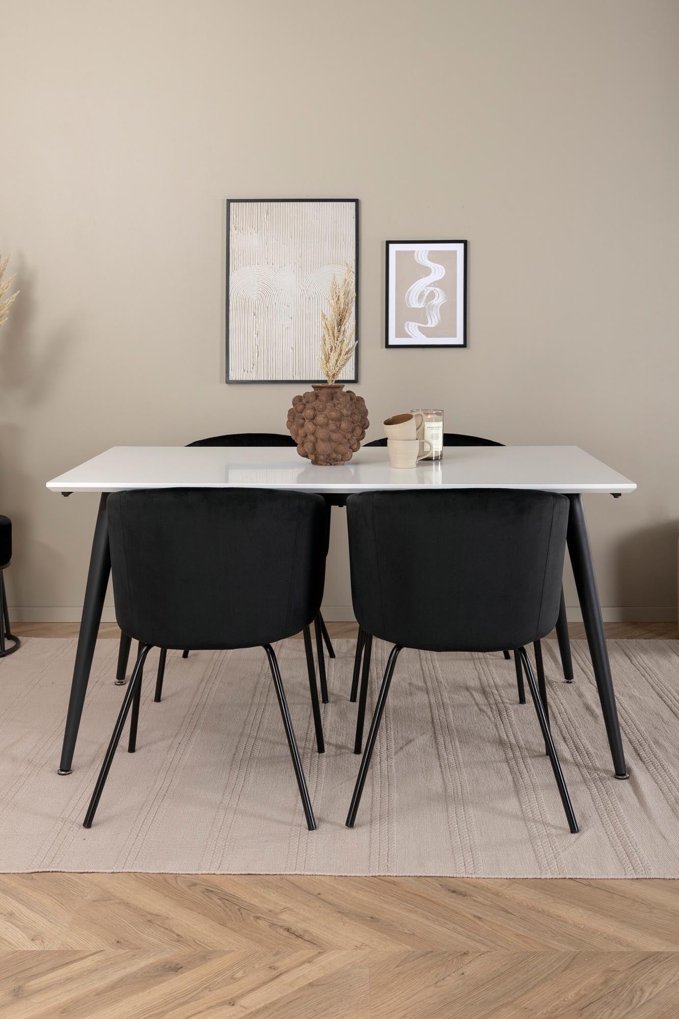Jimmy Esszimmerset + Berit 150cm/4St. in Schwarz präsentiert im Onlineshop von KAQTU Design AG. Esszimmerset ist von Venture Home