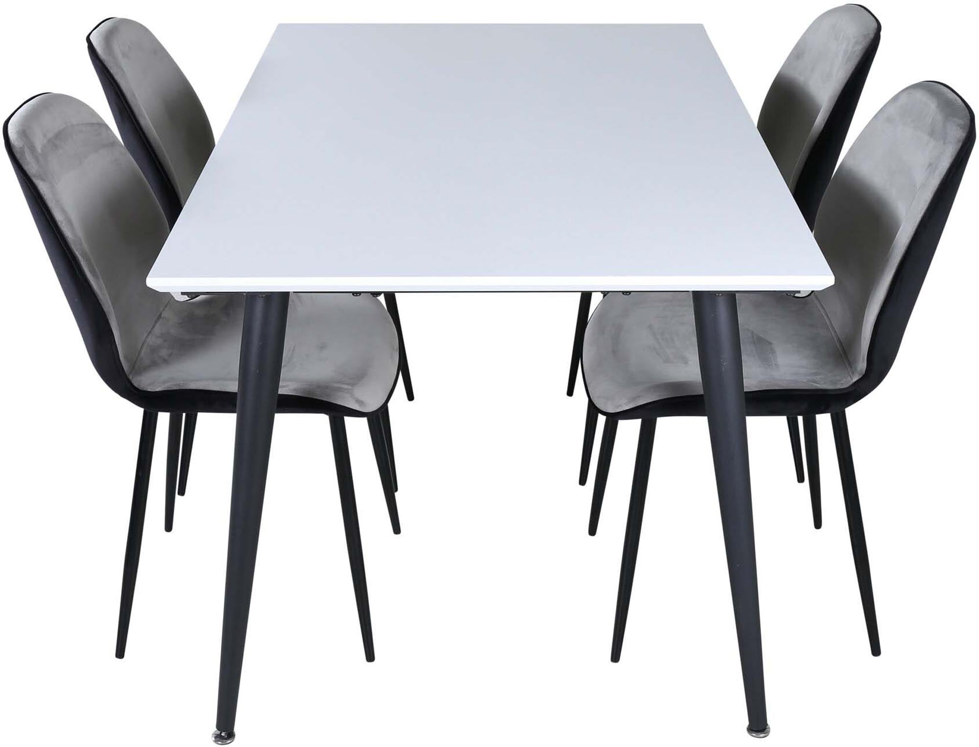 Elegantes Esszimmerset mit ausziehbarem Tisch und stilvollen Emma-Stühlen. Ideal für gesellige Abende und modernes Wohnen.