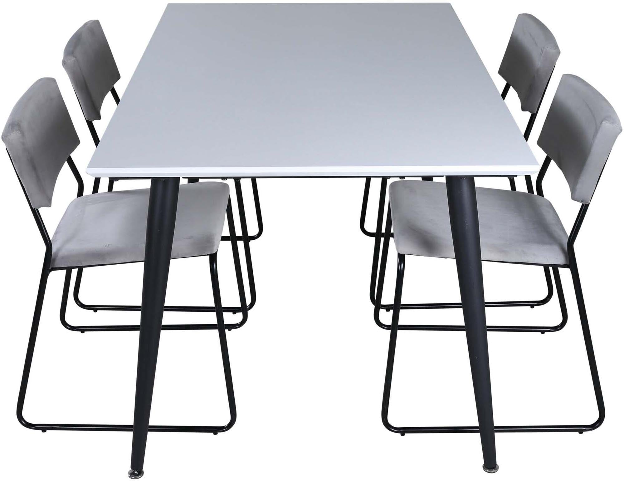 Jimmy Esszimmerset + Kenth 150cm/4St. in Schwarz / Hellgrau präsentiert im Onlineshop von KAQTU Design AG. Esszimmerset ist von Venture Home