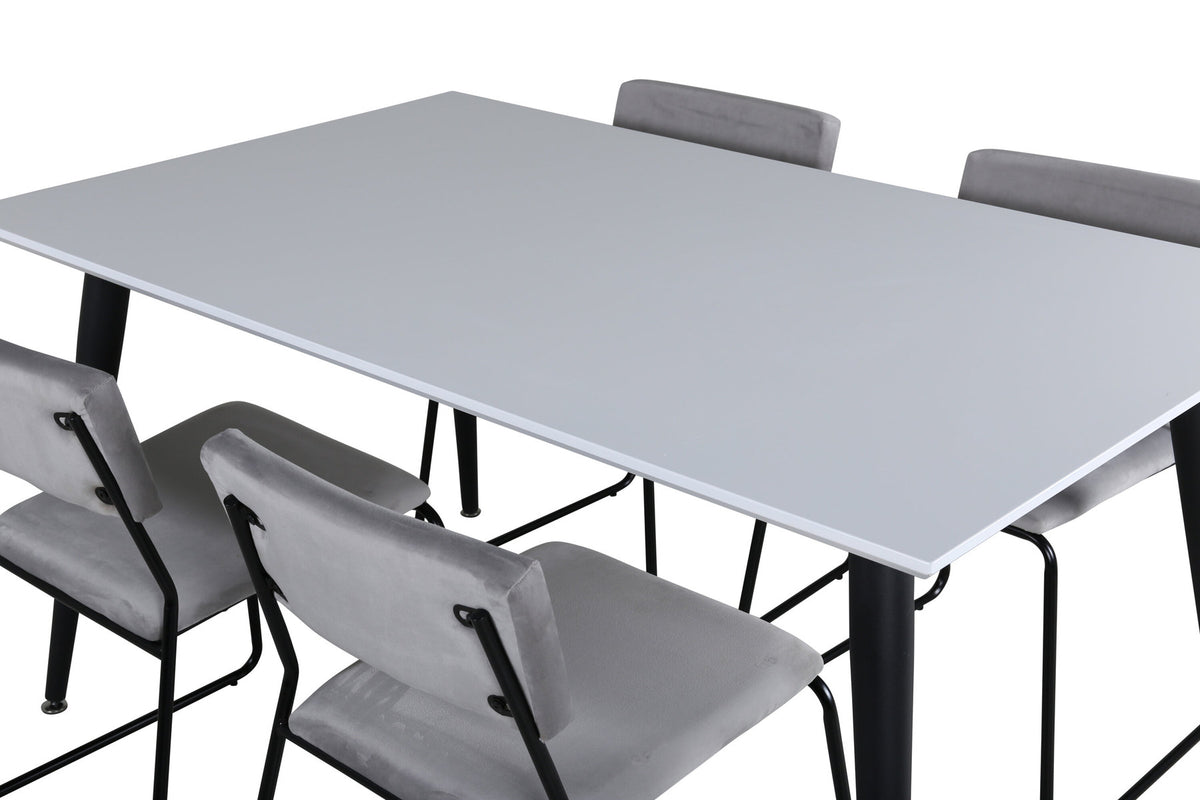 Jimmy Esszimmerset + Kenth 150cm/4St. in Schwarz / Hellgrau präsentiert im Onlineshop von KAQTU Design AG. Esszimmerset ist von Venture Home