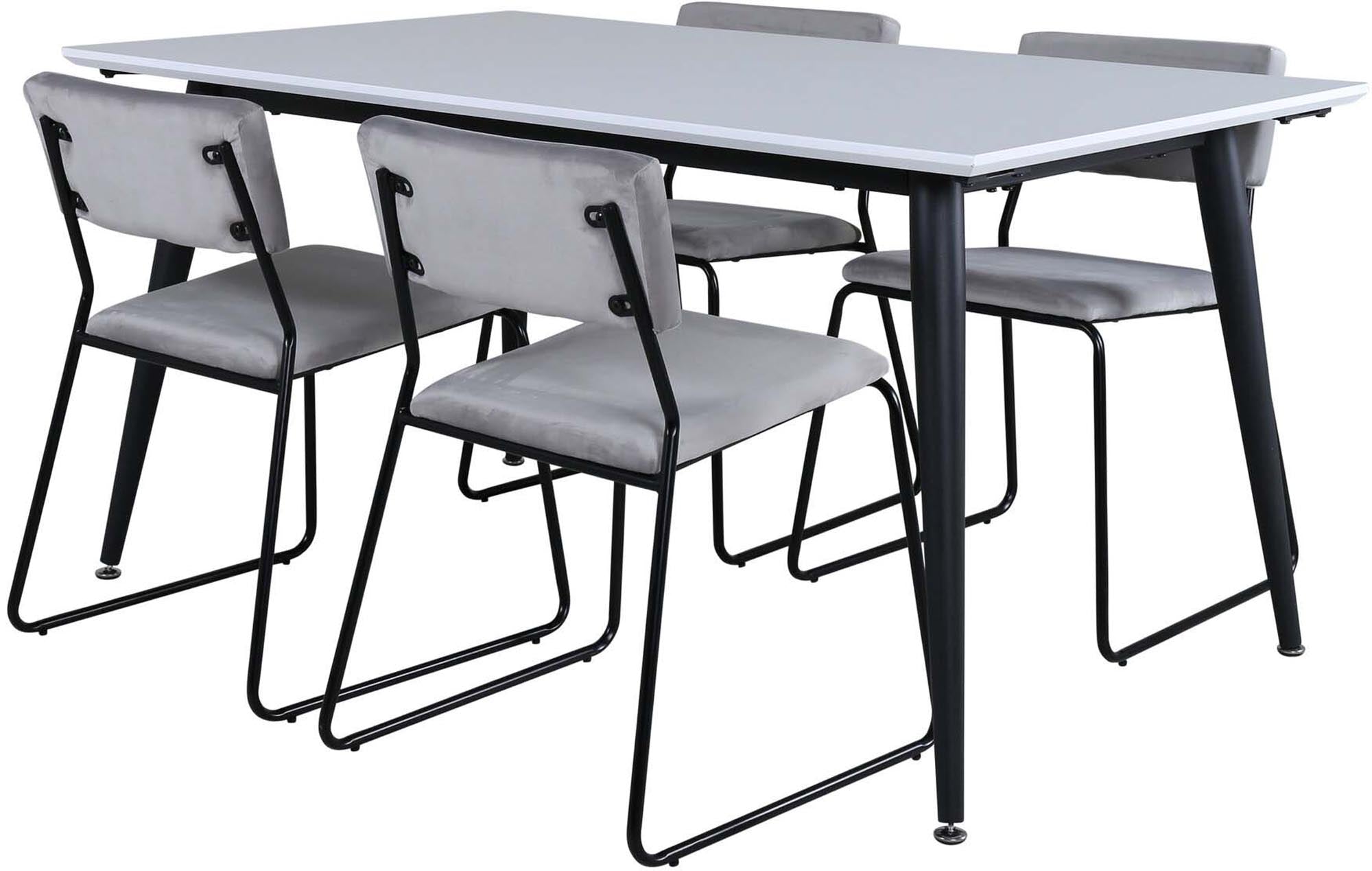 Jimmy Esszimmerset + Kenth 150cm/4St. in Schwarz / Hellgrau präsentiert im Onlineshop von KAQTU Design AG. Esszimmerset ist von Venture Home
