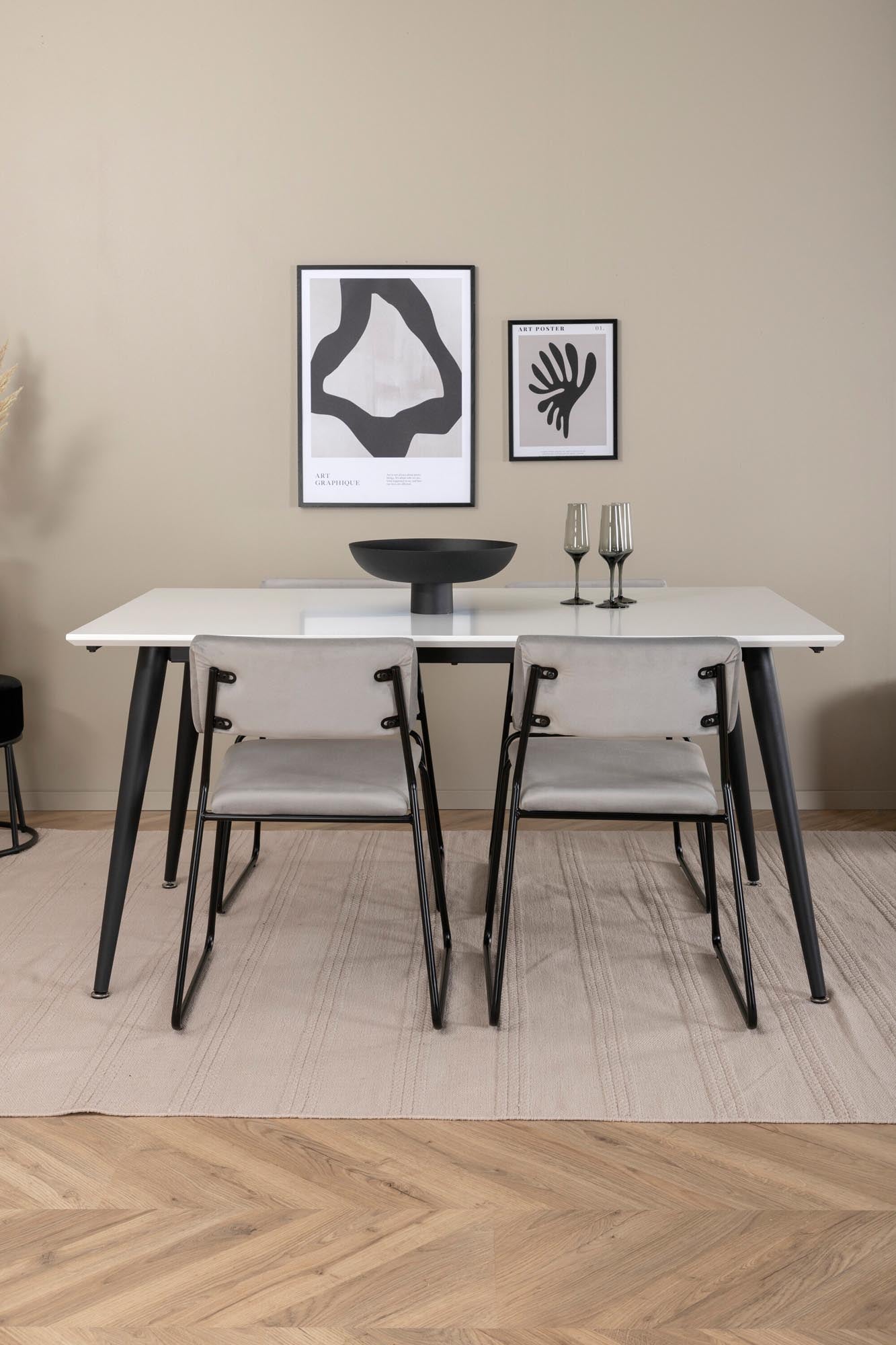 Jimmy Esszimmerset + Kenth 150cm/4St. in Schwarz / Hellgrau präsentiert im Onlineshop von KAQTU Design AG. Esszimmerset ist von Venture Home