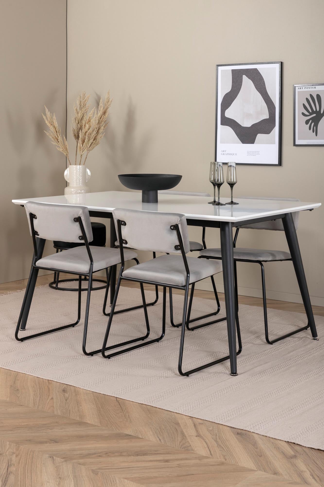 Jimmy Esszimmerset + Kenth 150cm/4St. in Schwarz / Hellgrau präsentiert im Onlineshop von KAQTU Design AG. Esszimmerset ist von Venture Home