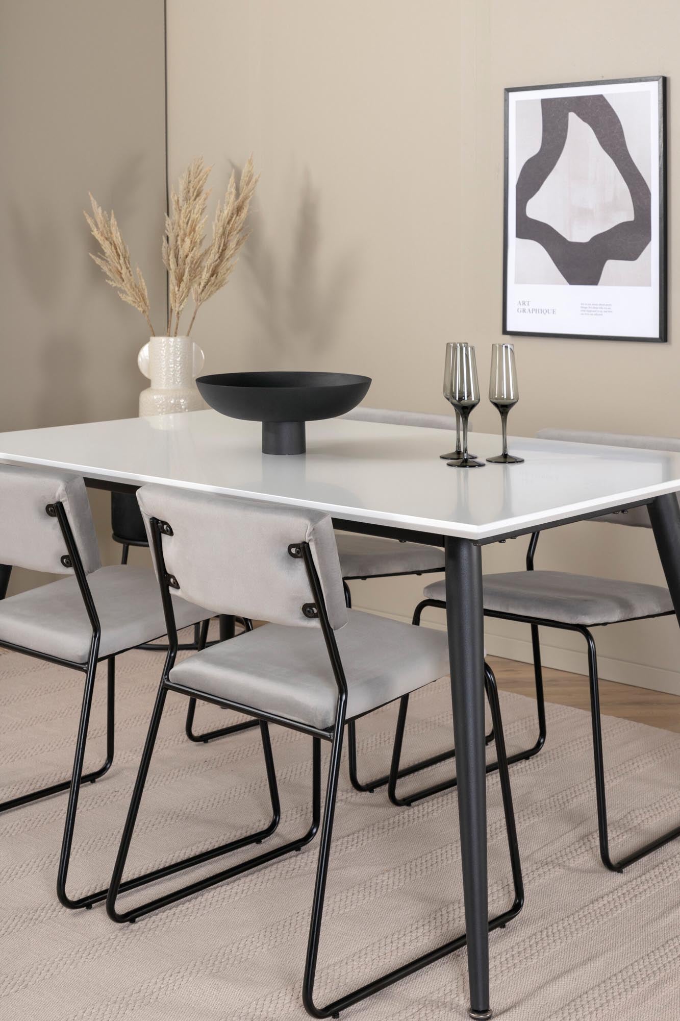 Jimmy Esszimmerset + Kenth 150cm/4St. in Schwarz / Hellgrau präsentiert im Onlineshop von KAQTU Design AG. Esszimmerset ist von Venture Home