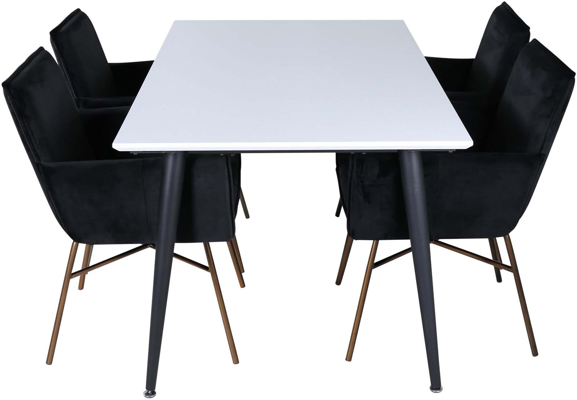 Jimmy Esszimmerset + Petra 150cm/4St. in Schwarz, Kupfer präsentiert im Onlineshop von KAQTU Design AG. Esszimmerset ist von Venture Home