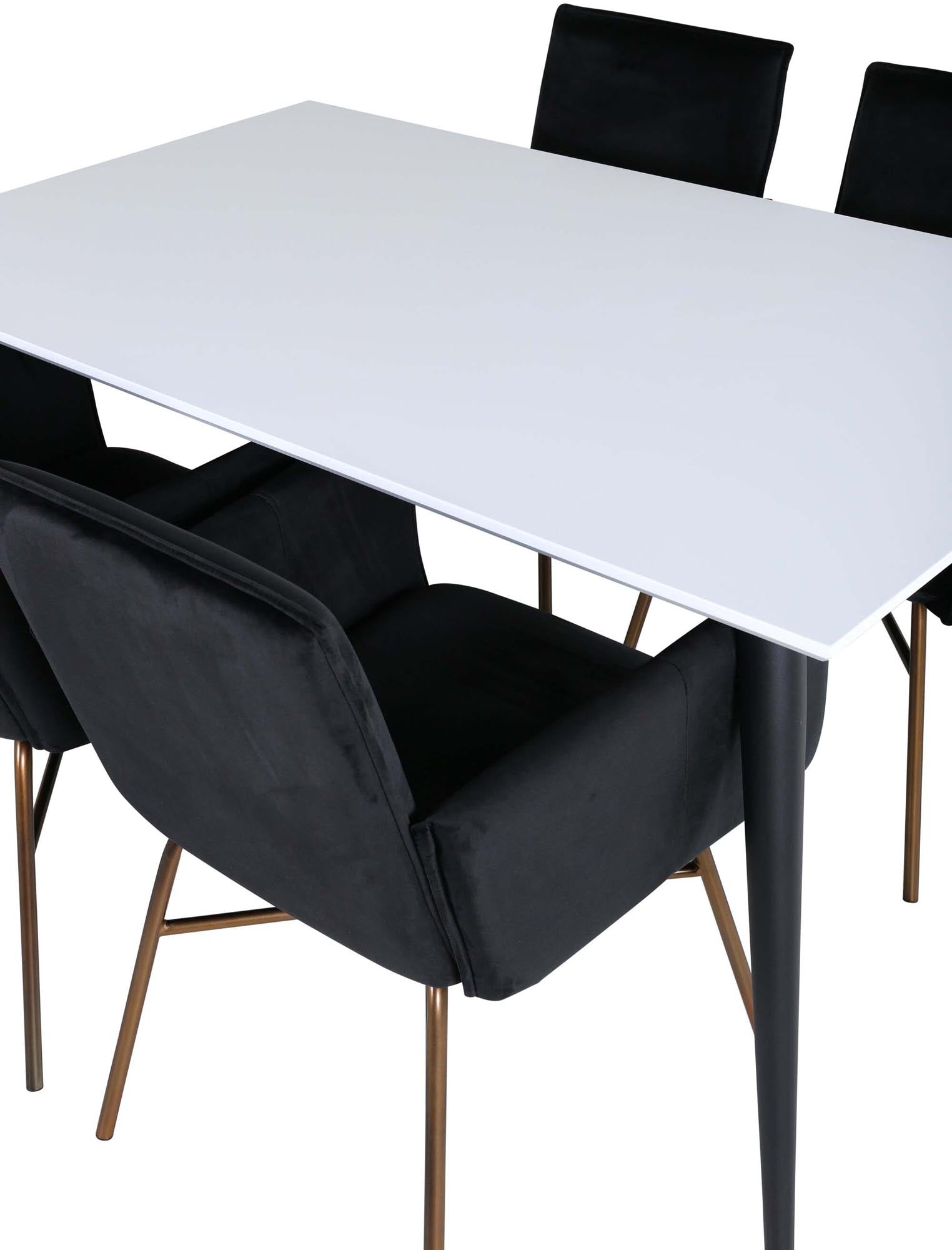 Jimmy Esszimmerset + Petra 150cm/4St. in Schwarz, Kupfer präsentiert im Onlineshop von KAQTU Design AG. Esszimmerset ist von Venture Home