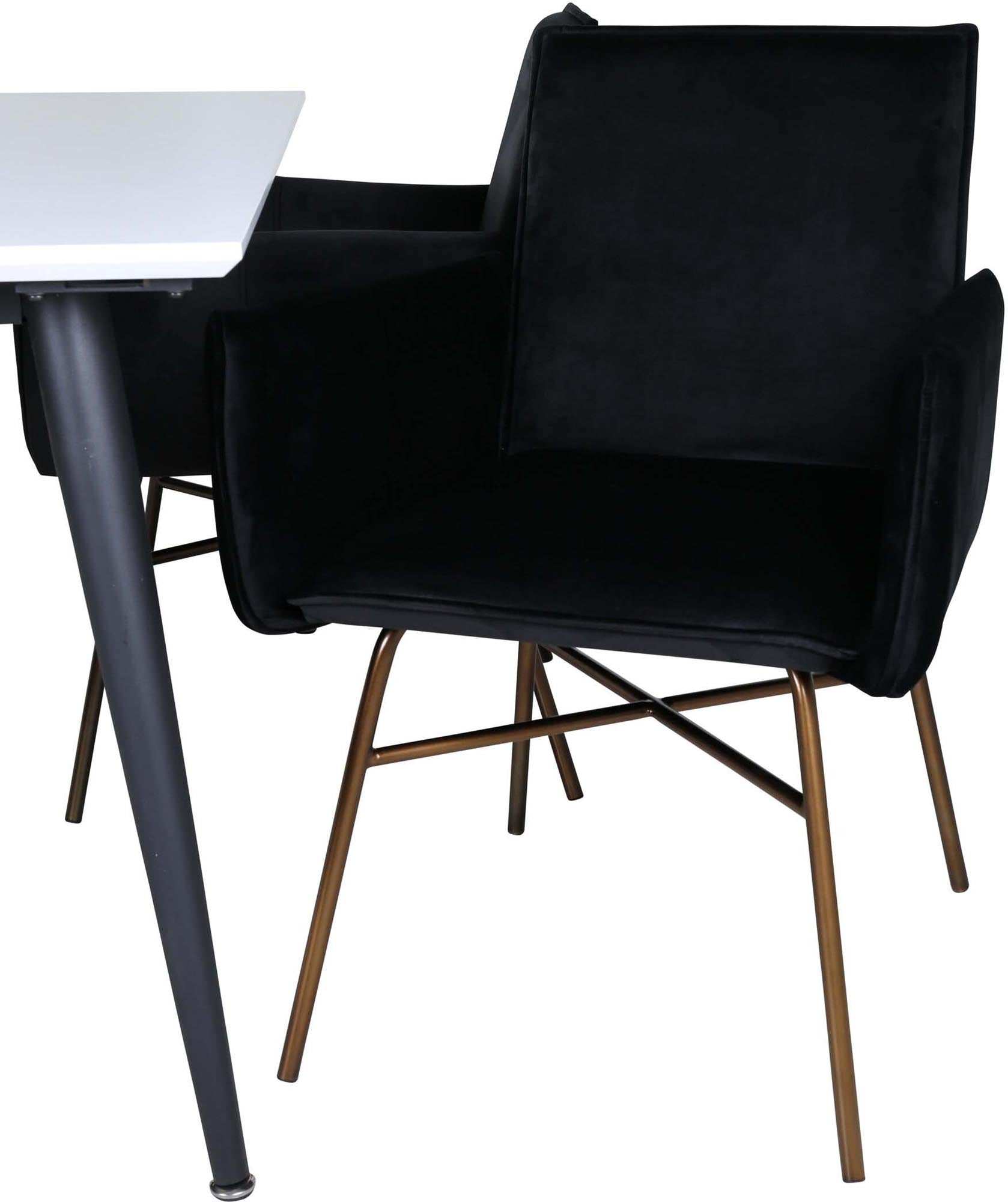 Jimmy Esszimmerset + Petra 150cm/4St. in Schwarz, Kupfer präsentiert im Onlineshop von KAQTU Design AG. Esszimmerset ist von Venture Home