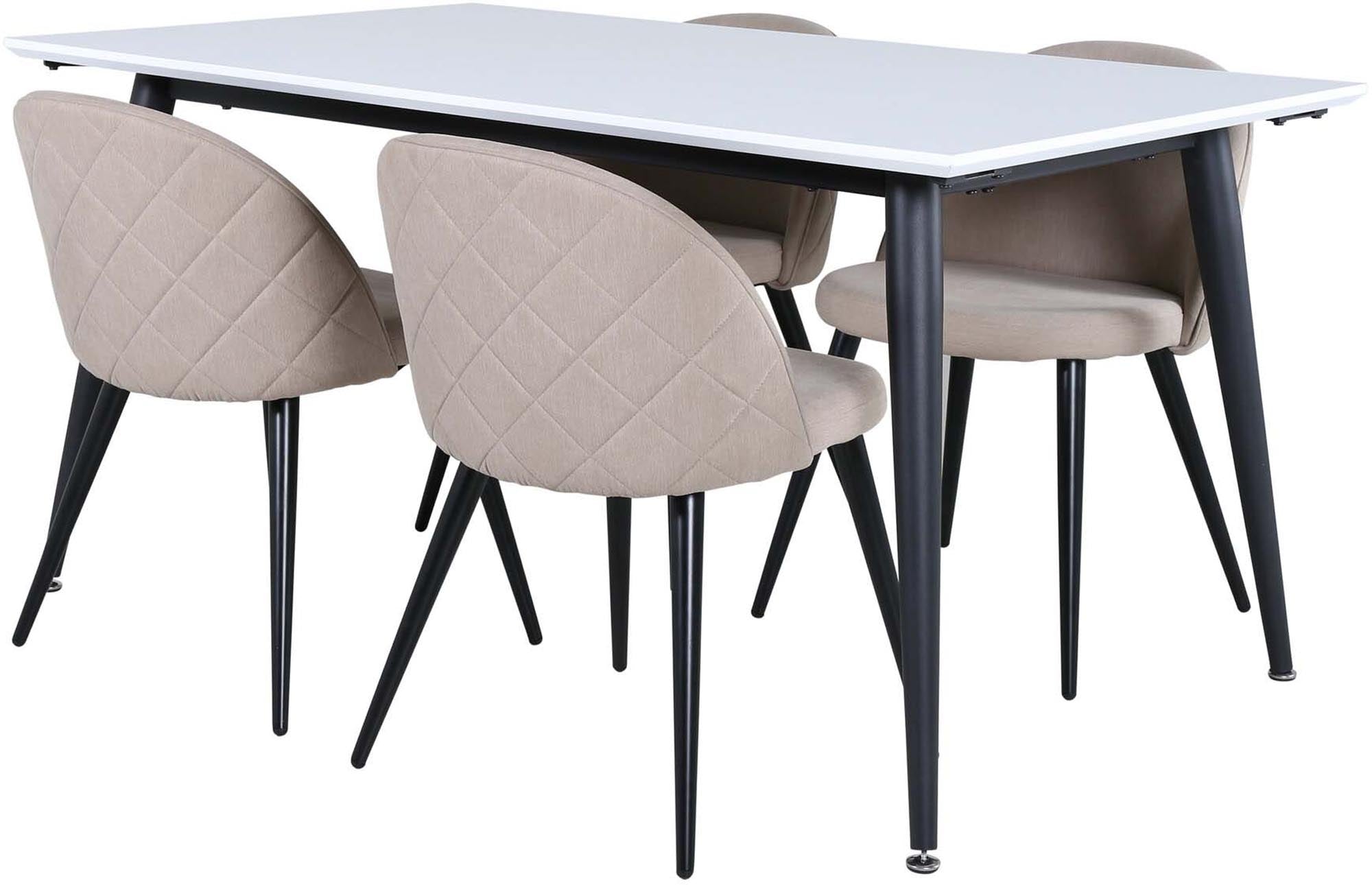 Entdecken Sie das stilvolle Jimmy Esszimmerset von Venture Home mit ausziehbarem Tisch und eleganten Velvet Stühlen. Perfekt für Ihr Esszimmer!