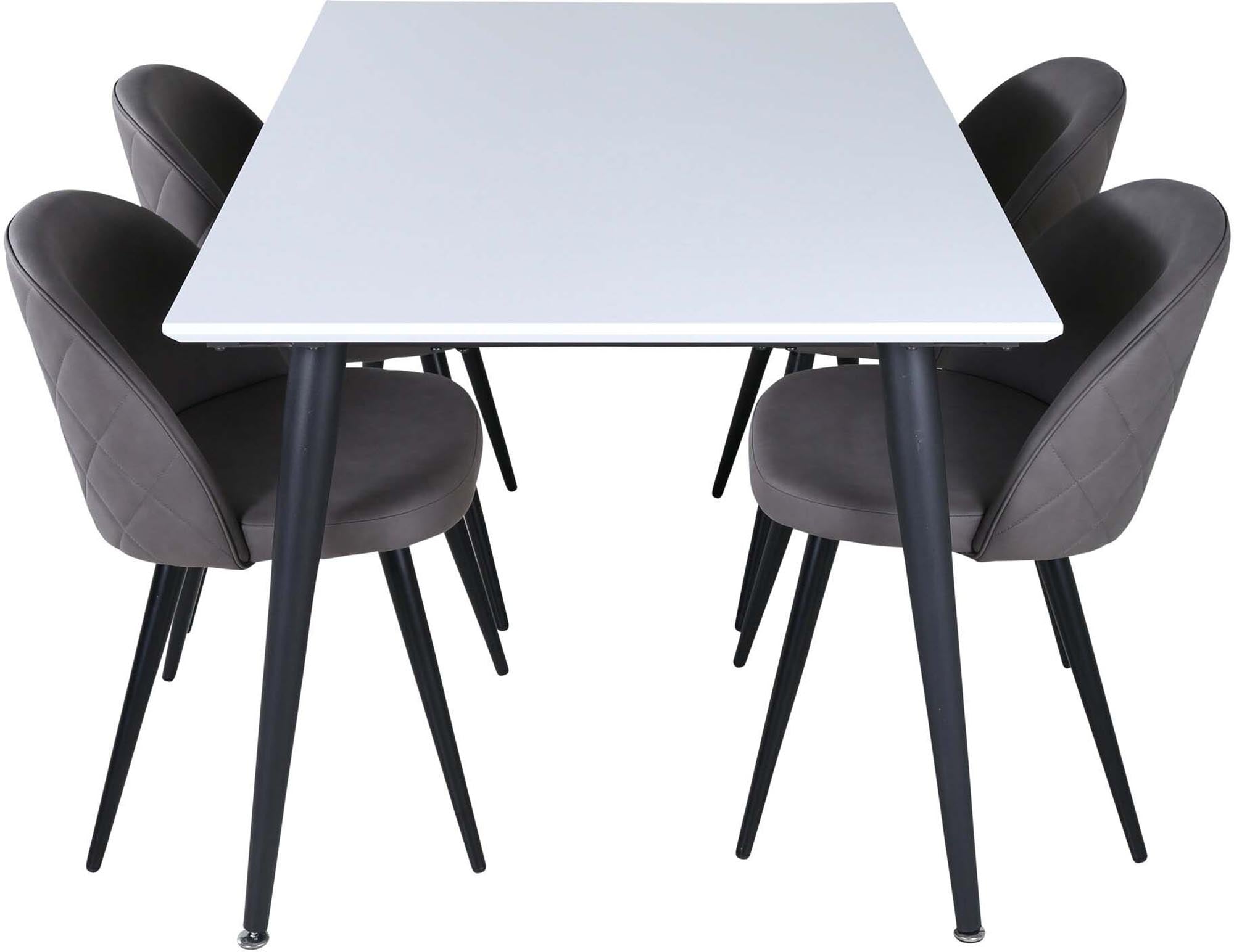 Elegantes Jimmy Esszimmerset mit 4 Samtstühlen, 150cm, von Venture Home.