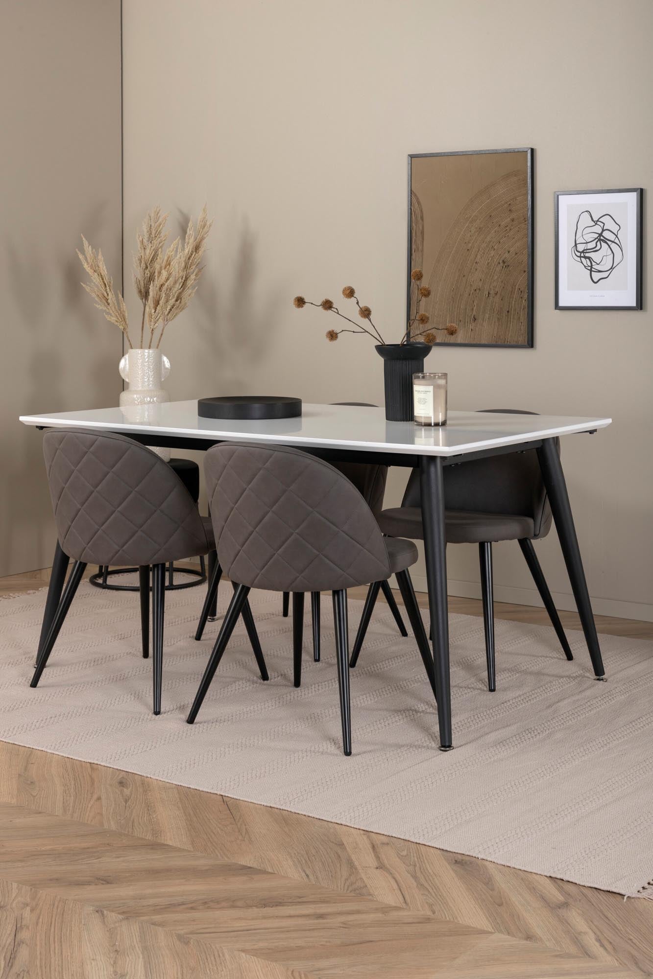 Jimmy Esszimmerset + Velvet 150cm/4St. in Schwarzgrau präsentiert im Onlineshop von KAQTU Design AG. Esszimmerset ist von Venture Home