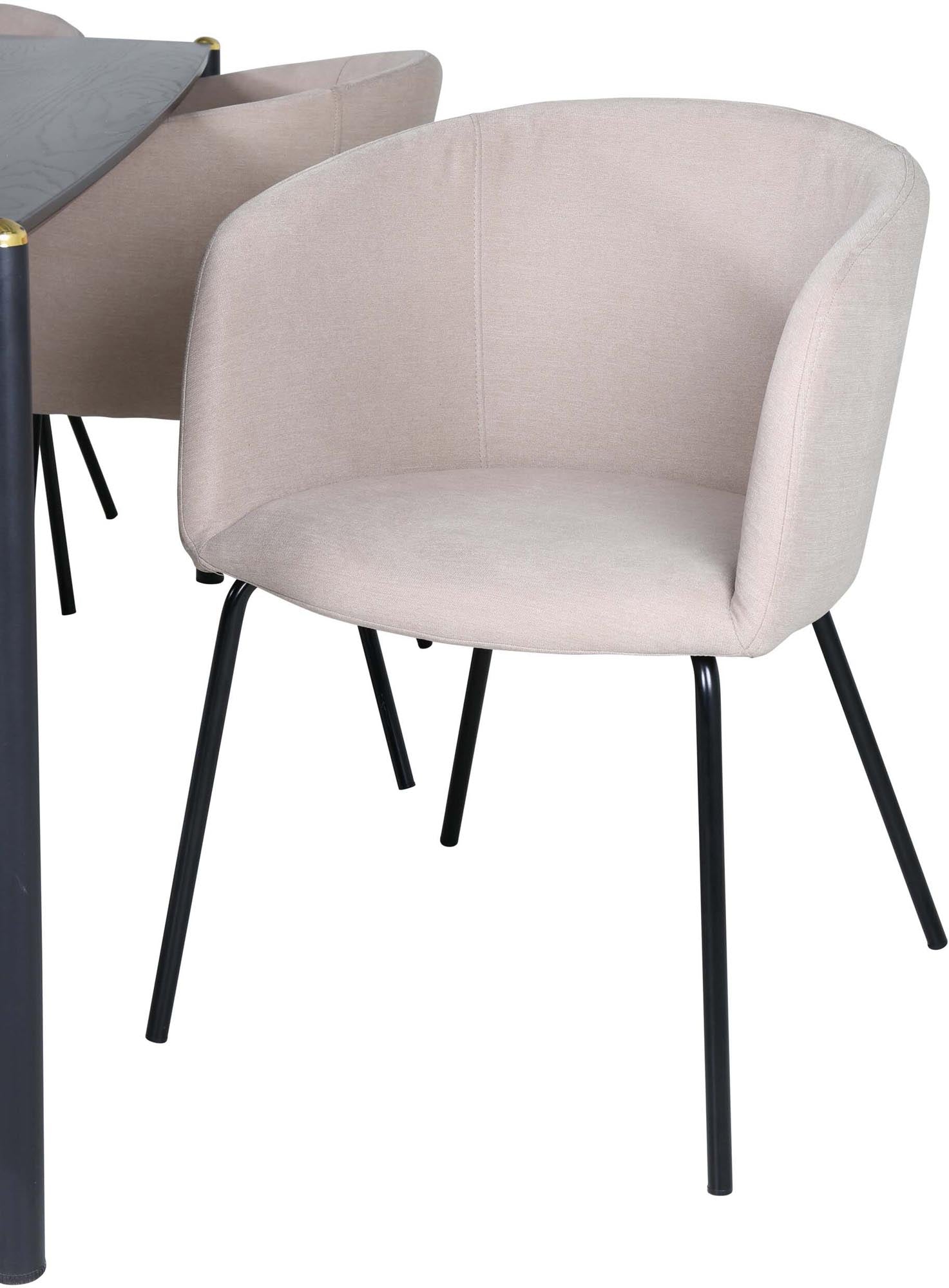 Pelle Esszimmerset + Berit 190cm/6St. in Beige, Schwarz präsentiert im Onlineshop von KAQTU Design AG. Esszimmerset ist von Venture Home