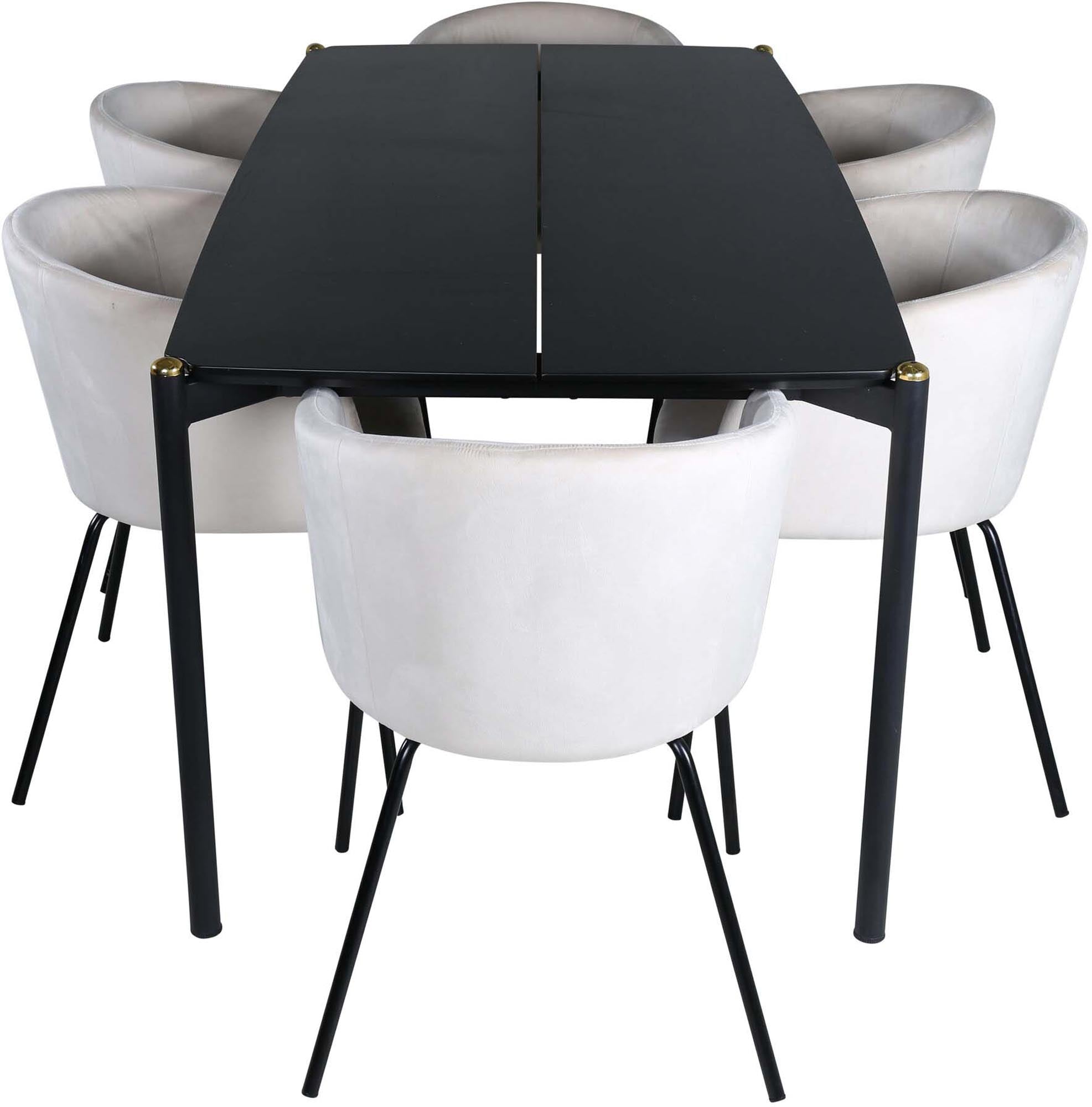 Pelle Esszimmerset + Berit 190cm/6St. in Beige, Schwarz präsentiert im Onlineshop von KAQTU Design AG. Esszimmerset ist von Venture Home