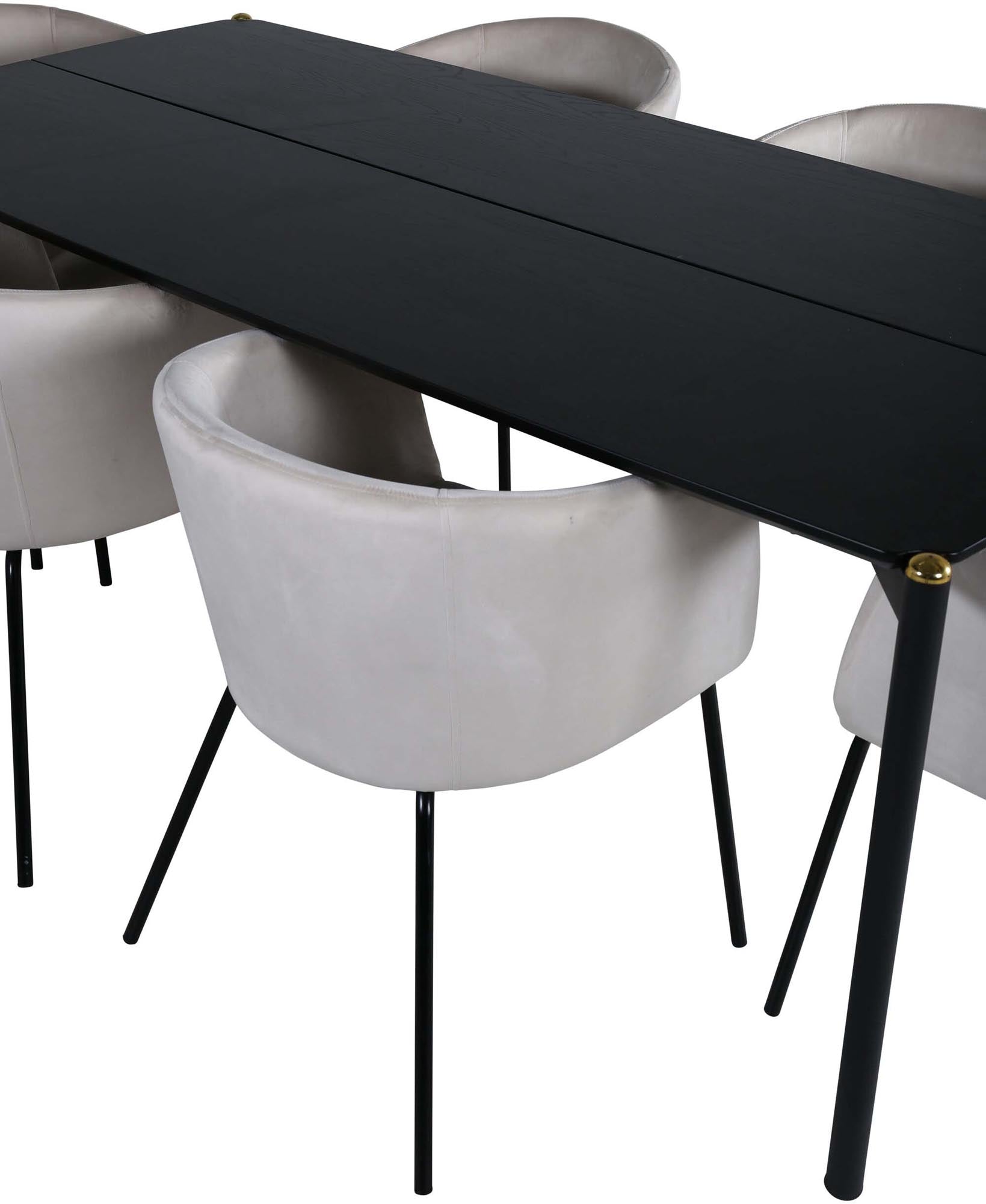 Pelle Esszimmerset + Berit 190cm/6St. in Beige, Schwarz präsentiert im Onlineshop von KAQTU Design AG. Esszimmerset ist von Venture Home