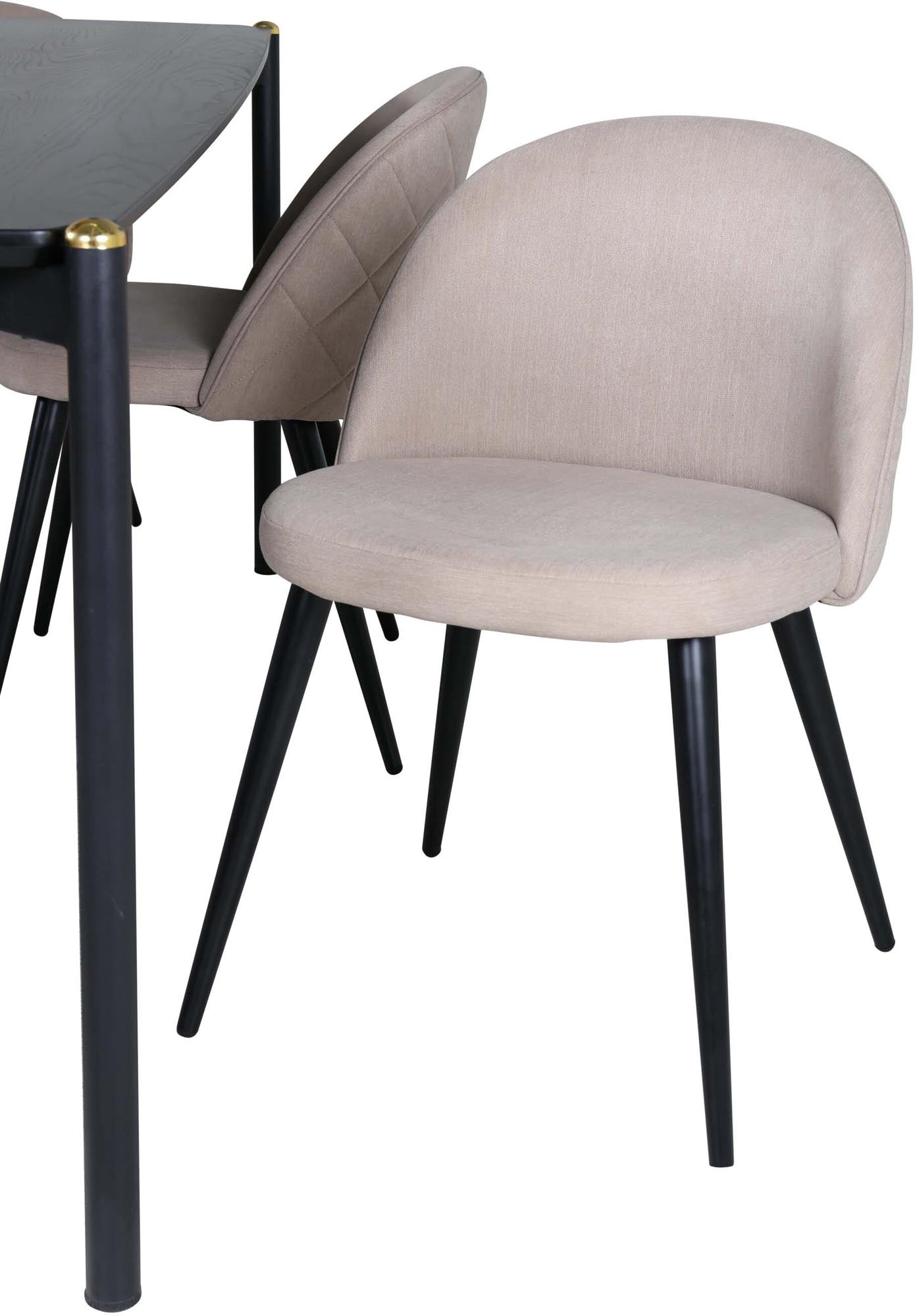 Pelle Esszimmerset + Velvet Stitches 190cm/6St. in Beige dunkel / Schwarz präsentiert im Onlineshop von KAQTU Design AG. Esszimmerset ist von Venture Home