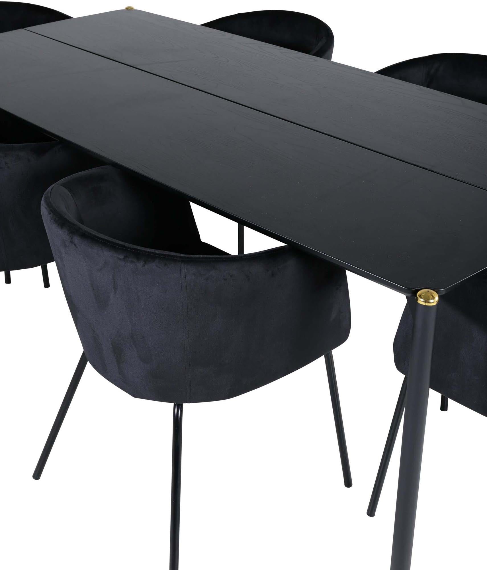 Pelle Esszimmerset + Berit 190cm/6St. in Schwarz präsentiert im Onlineshop von KAQTU Design AG. Esszimmerset ist von Venture Home