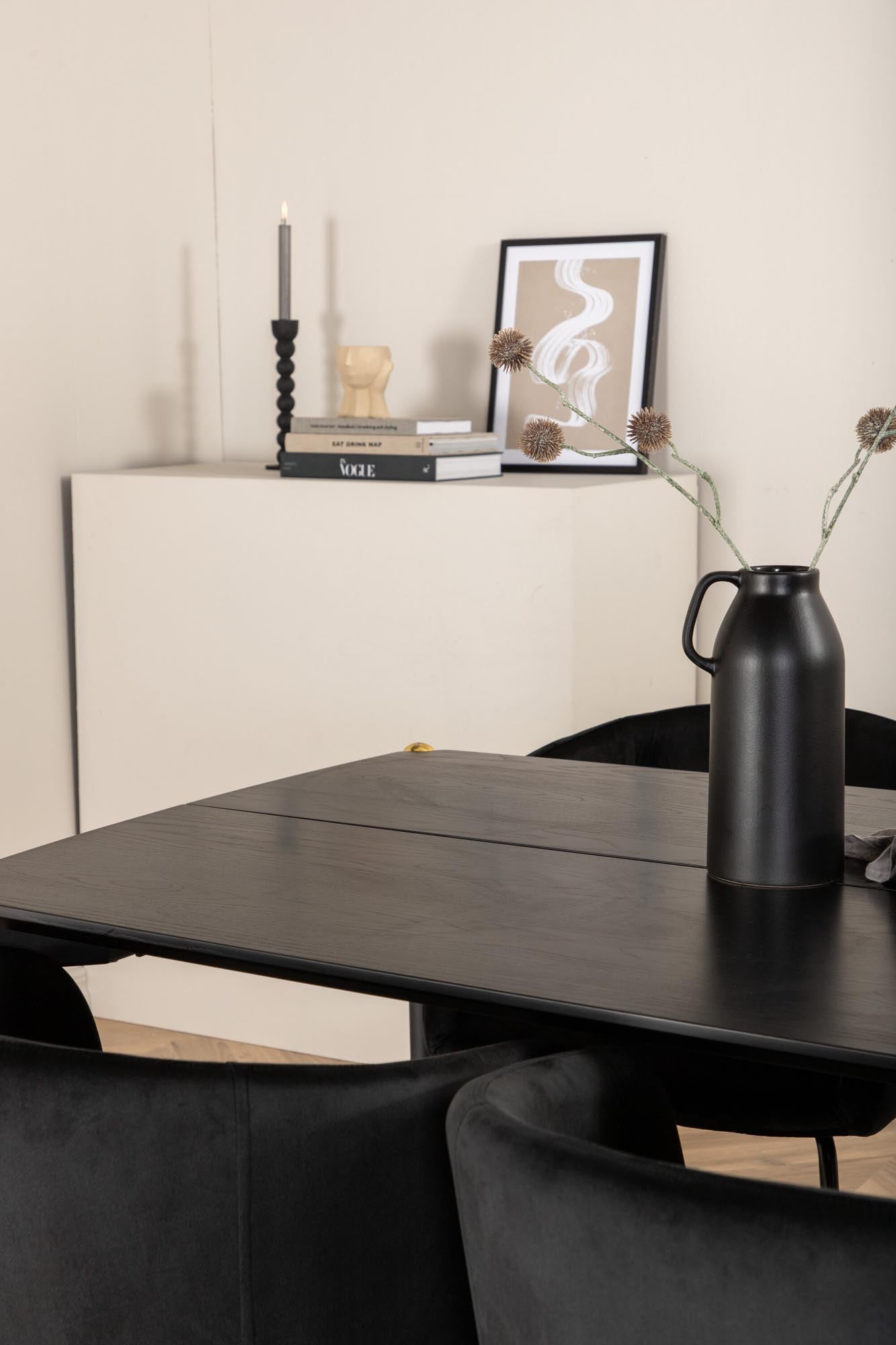 Pelle Esszimmerset + Berit 190cm/6St. in Schwarz präsentiert im Onlineshop von KAQTU Design AG. Esszimmerset ist von Venture Home