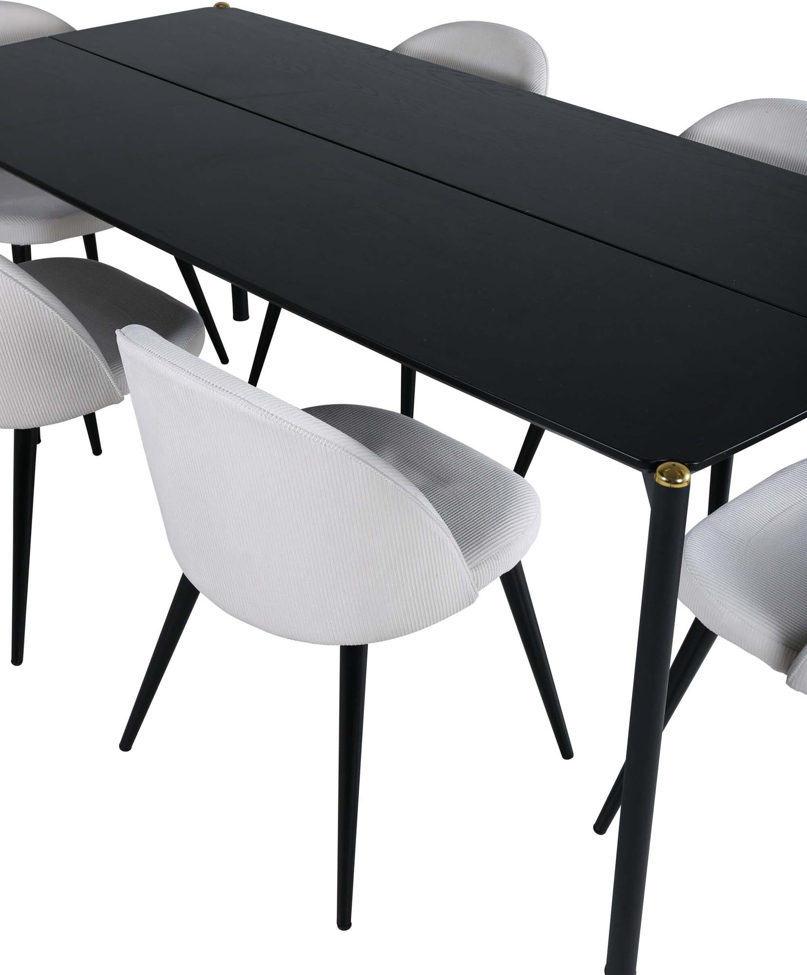 Elegantes Pelle Esszimmerset mit 6 Samtstühlen, 190cm, von Venture Home.