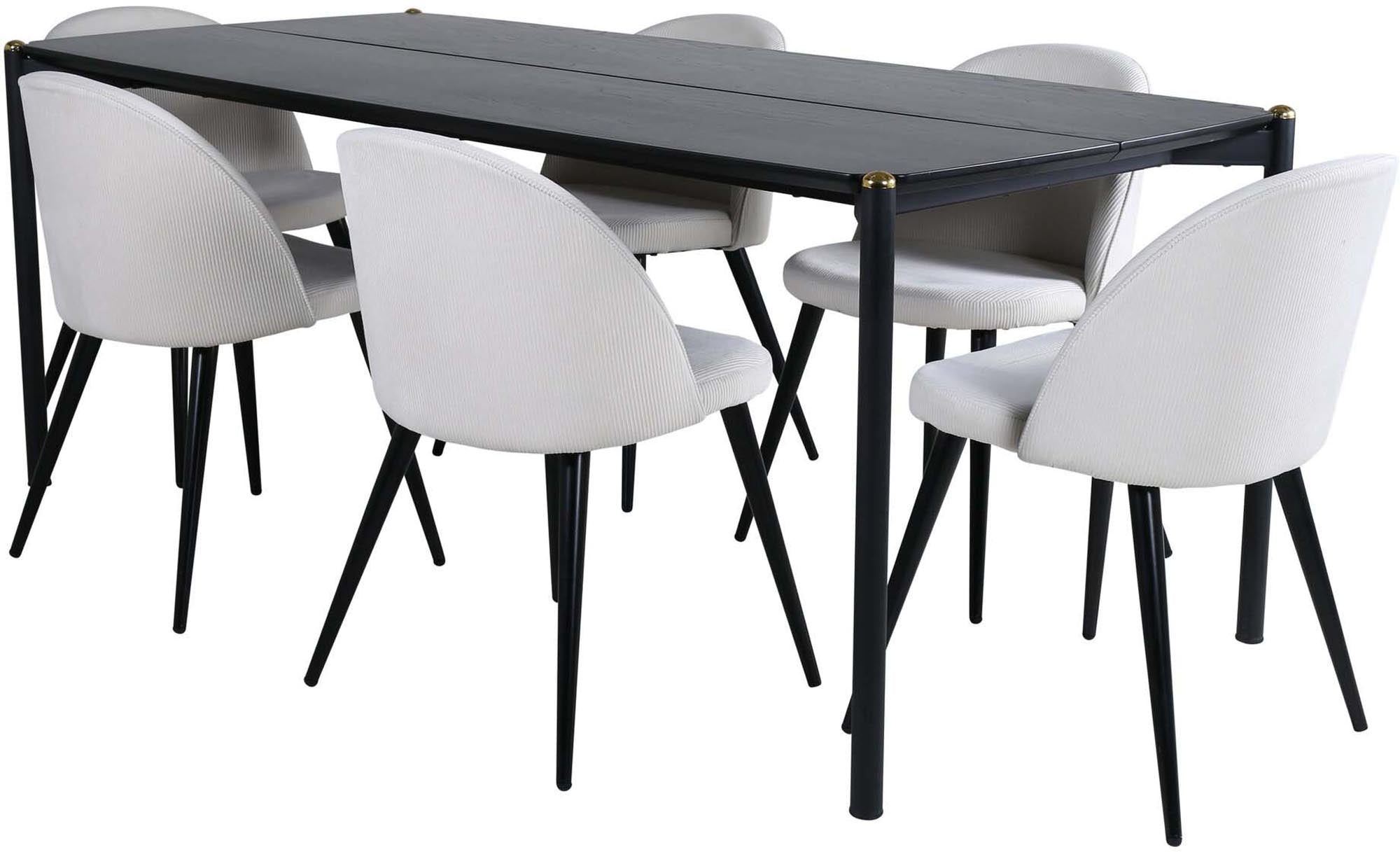 Pelle Esszimmerset: 6 luxuriöse Samtstühle, 190cm, von Venture Home.