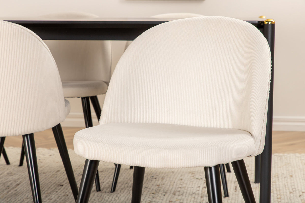 Pelle Esszimmerset + Velvet 190cm/6St. in Schwarz-Weiss präsentiert im Onlineshop von KAQTU Design AG. Esszimmerset ist von Venture Home