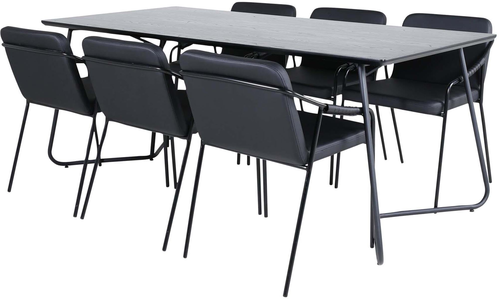 Petra Esszimmerset + Tvist 190cm/6St. in Schwarz präsentiert im Onlineshop von KAQTU Design AG. Esszimmerset ist von Venture Home
