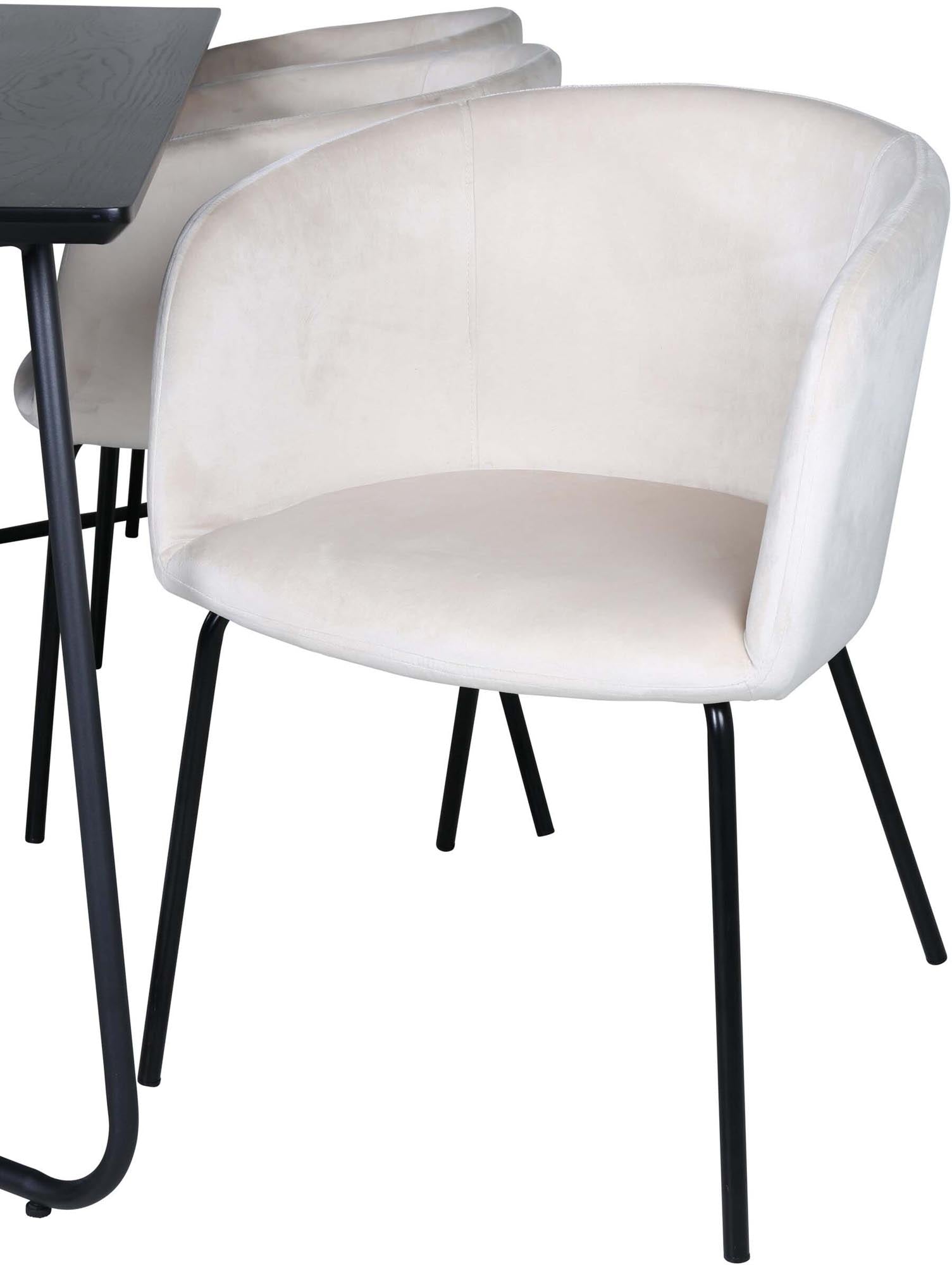 Petra Esszimmerset + Berit 190cm/6St. in Beige, Schwarz präsentiert im Onlineshop von KAQTU Design AG. Esszimmerset ist von Venture Home