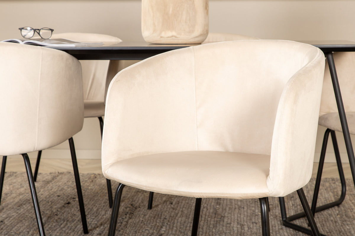 Petra Esszimmerset + Berit 190cm/6St. in Beige, Schwarz präsentiert im Onlineshop von KAQTU Design AG. Esszimmerset ist von Venture Home