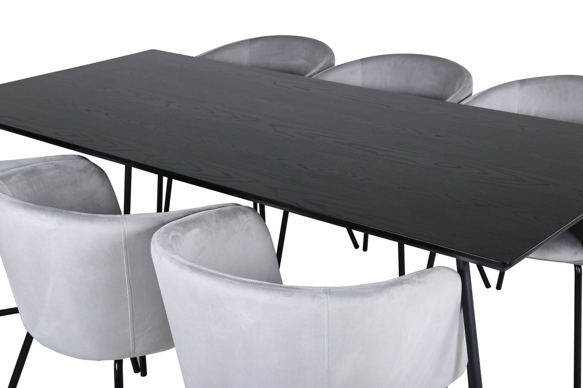 Petra Esszimmerset + Berit 190cm/6St. in Schwarzgrau präsentiert im Onlineshop von KAQTU Design AG. Esszimmerset ist von Venture Home