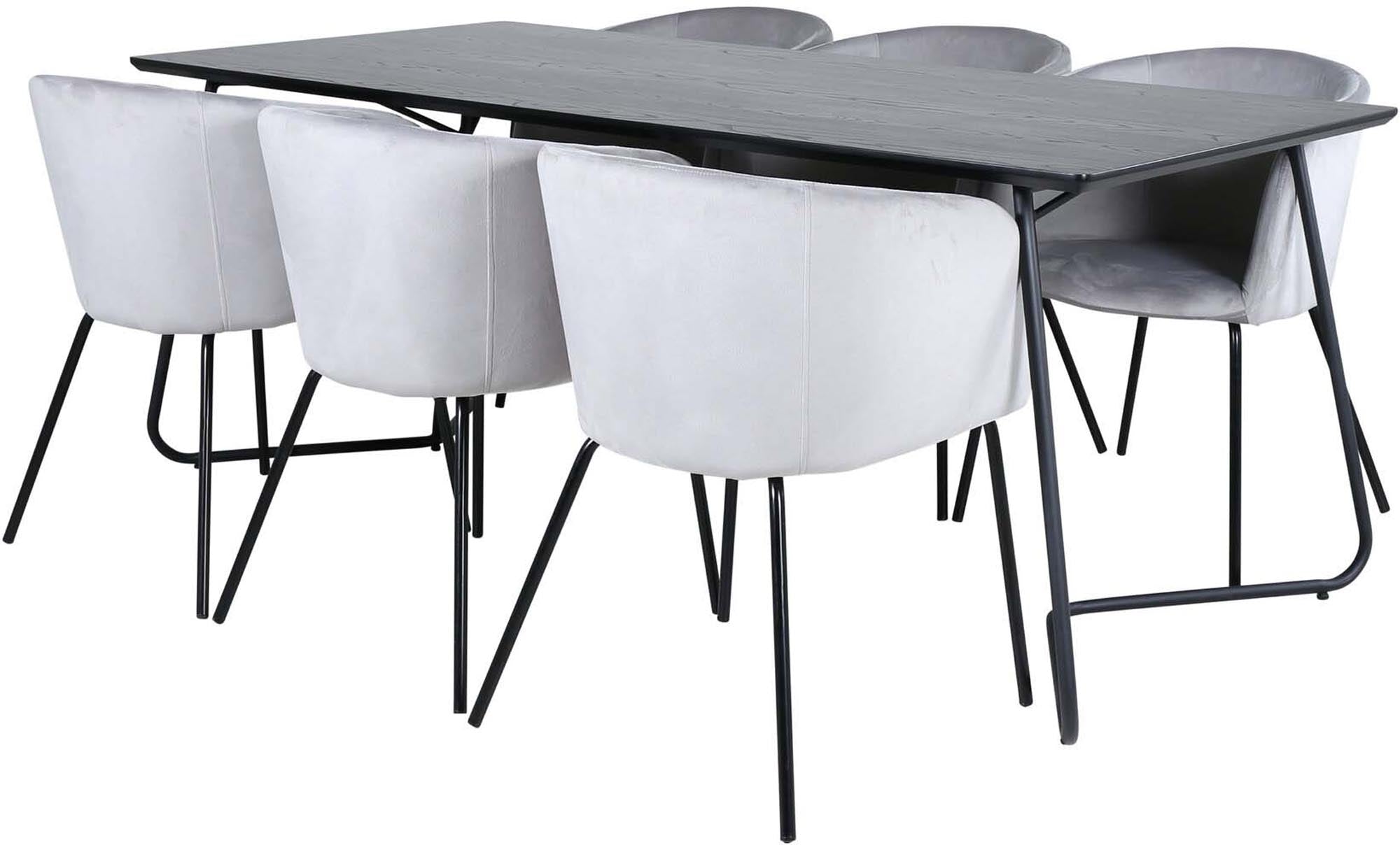 Petra Esszimmerset + Berit 190cm/6St. in Schwarzgrau präsentiert im Onlineshop von KAQTU Design AG. Esszimmerset ist von Venture Home