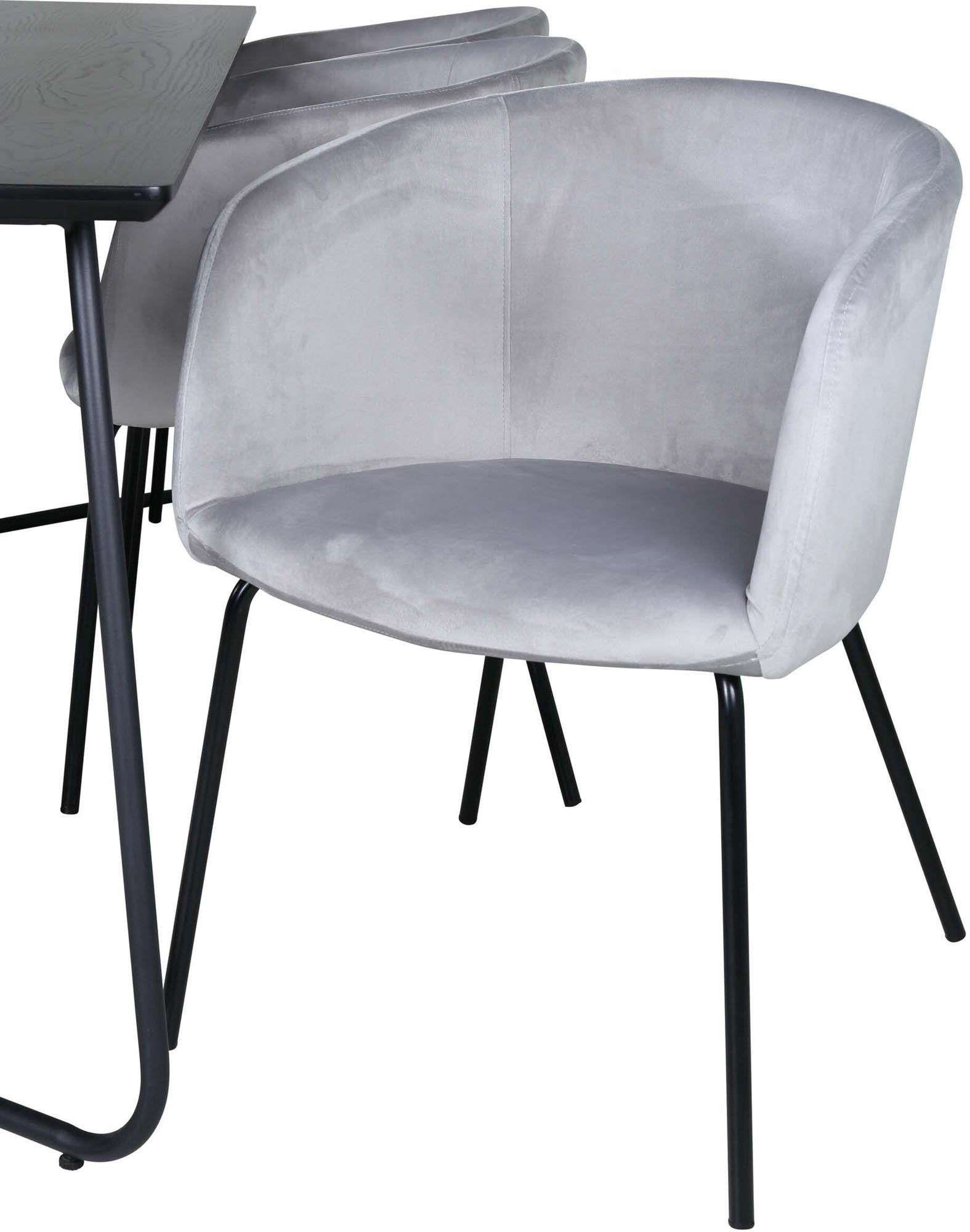 Elegantes Esszimmerset Petra mit 190 cm Tisch und 6 bequemen Berit-Stühlen. Ideal für stilvolle Dinner und gesellige Runden.