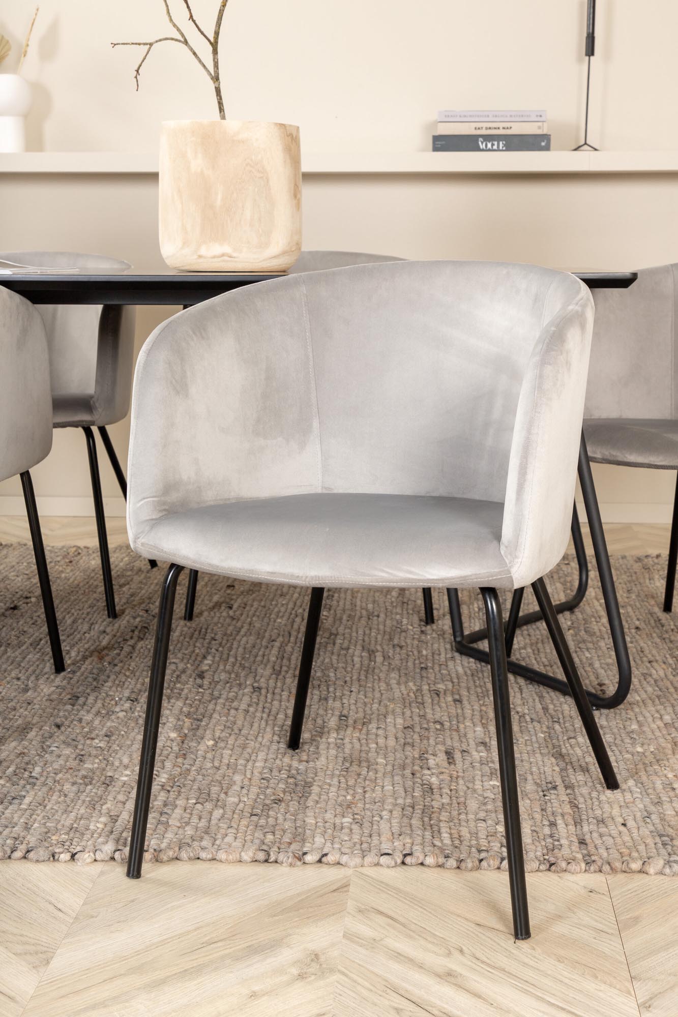 Petra Esszimmerset + Berit 190cm/6St. in Schwarzgrau präsentiert im Onlineshop von KAQTU Design AG. Esszimmerset ist von Venture Home