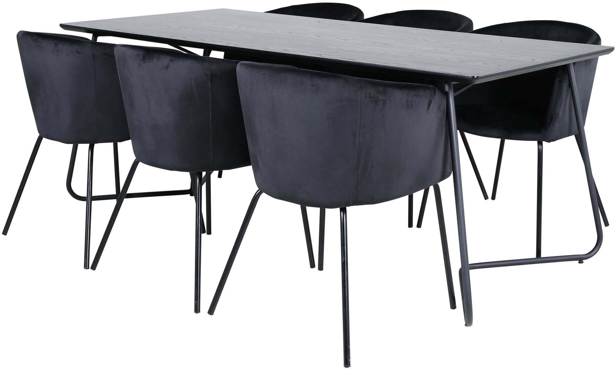 Petra Esszimmerset + Berit 190cm/6St. in Schwarz präsentiert im Onlineshop von KAQTU Design AG. Esszimmerset ist von Venture Home