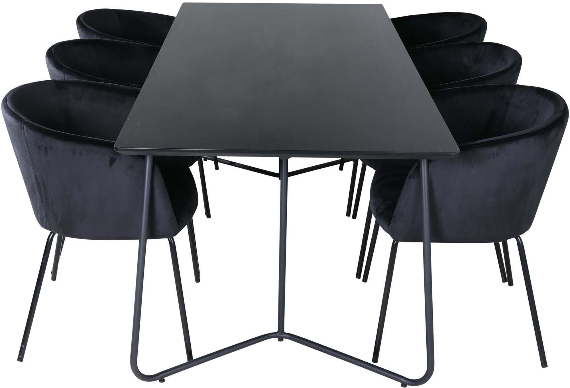 Petra Esszimmerset + Berit 190cm/6St. in Schwarz präsentiert im Onlineshop von KAQTU Design AG. Esszimmerset ist von Venture Home