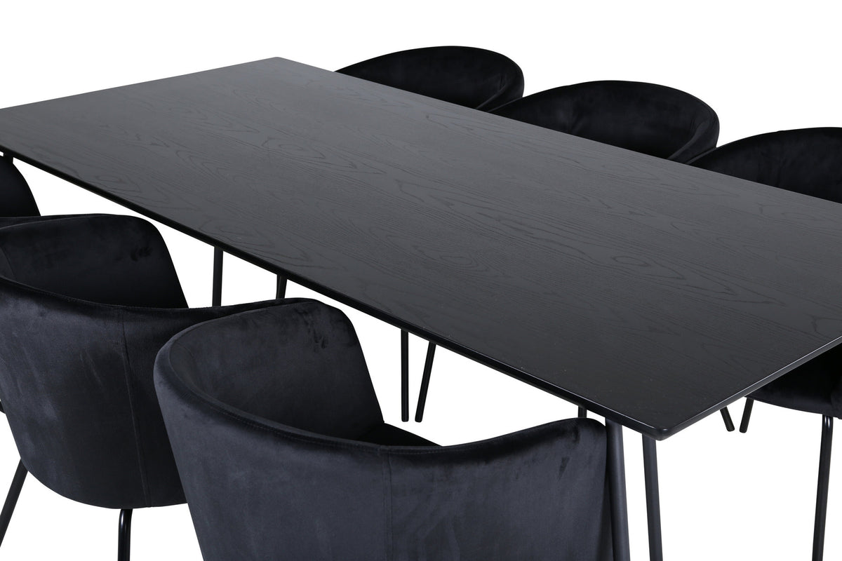 Petra Esszimmerset + Berit 190cm/6St. in Schwarz präsentiert im Onlineshop von KAQTU Design AG. Esszimmerset ist von Venture Home