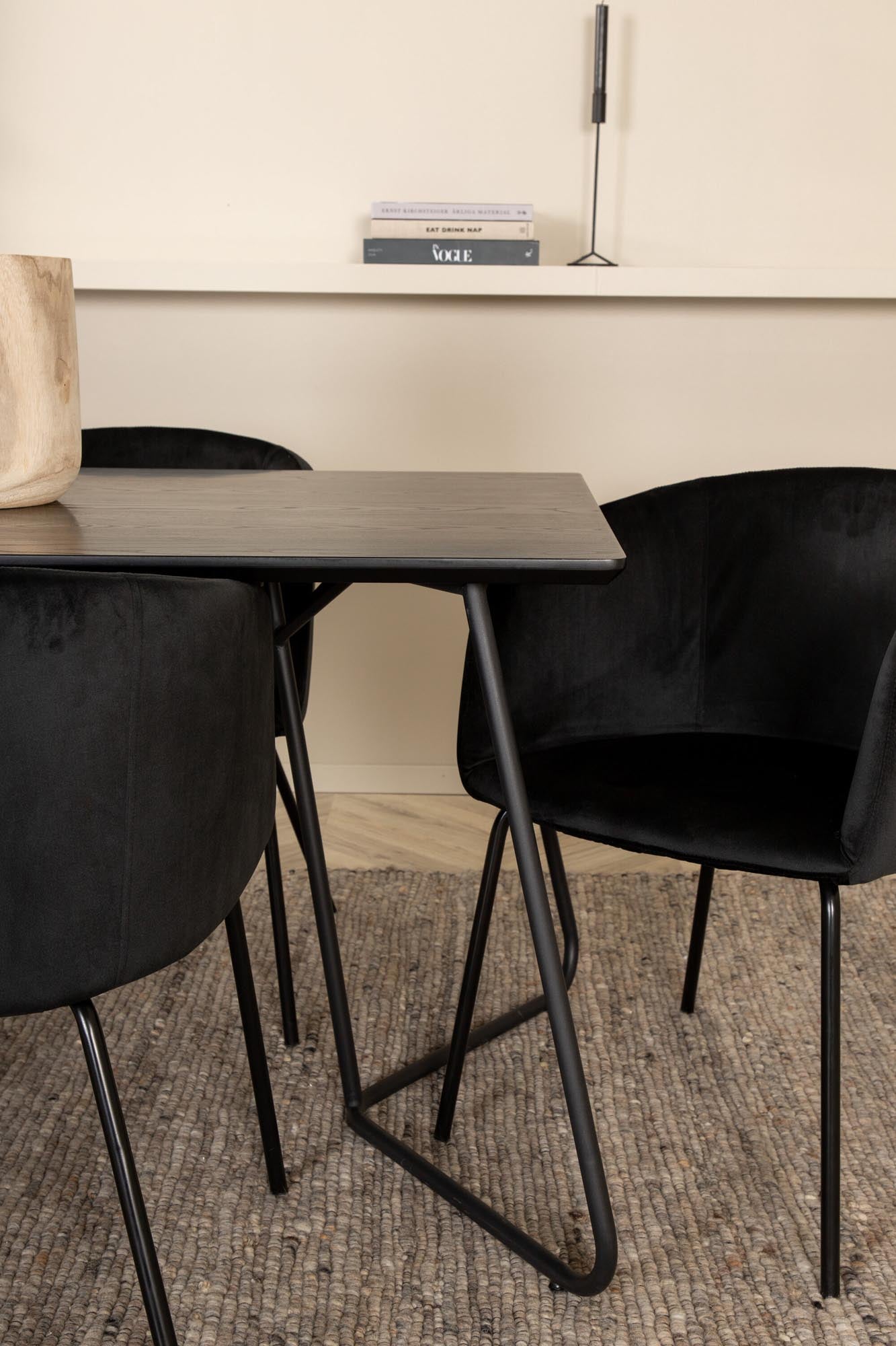 Petra Esszimmerset + Berit 190cm/6St. in Schwarz präsentiert im Onlineshop von KAQTU Design AG. Esszimmerset ist von Venture Home