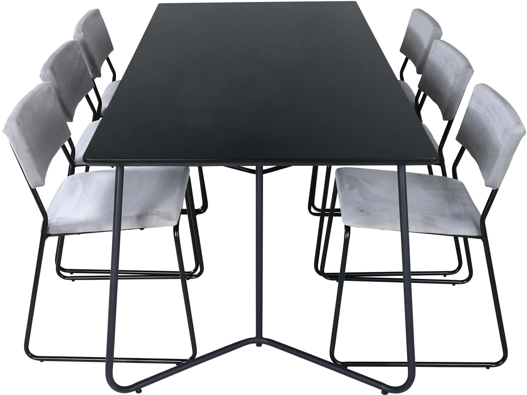 Petra Esszimmerset + Kenth 190cm/6St. in Schwarz / Grau präsentiert im Onlineshop von KAQTU Design AG. Esszimmerset ist von Venture Home