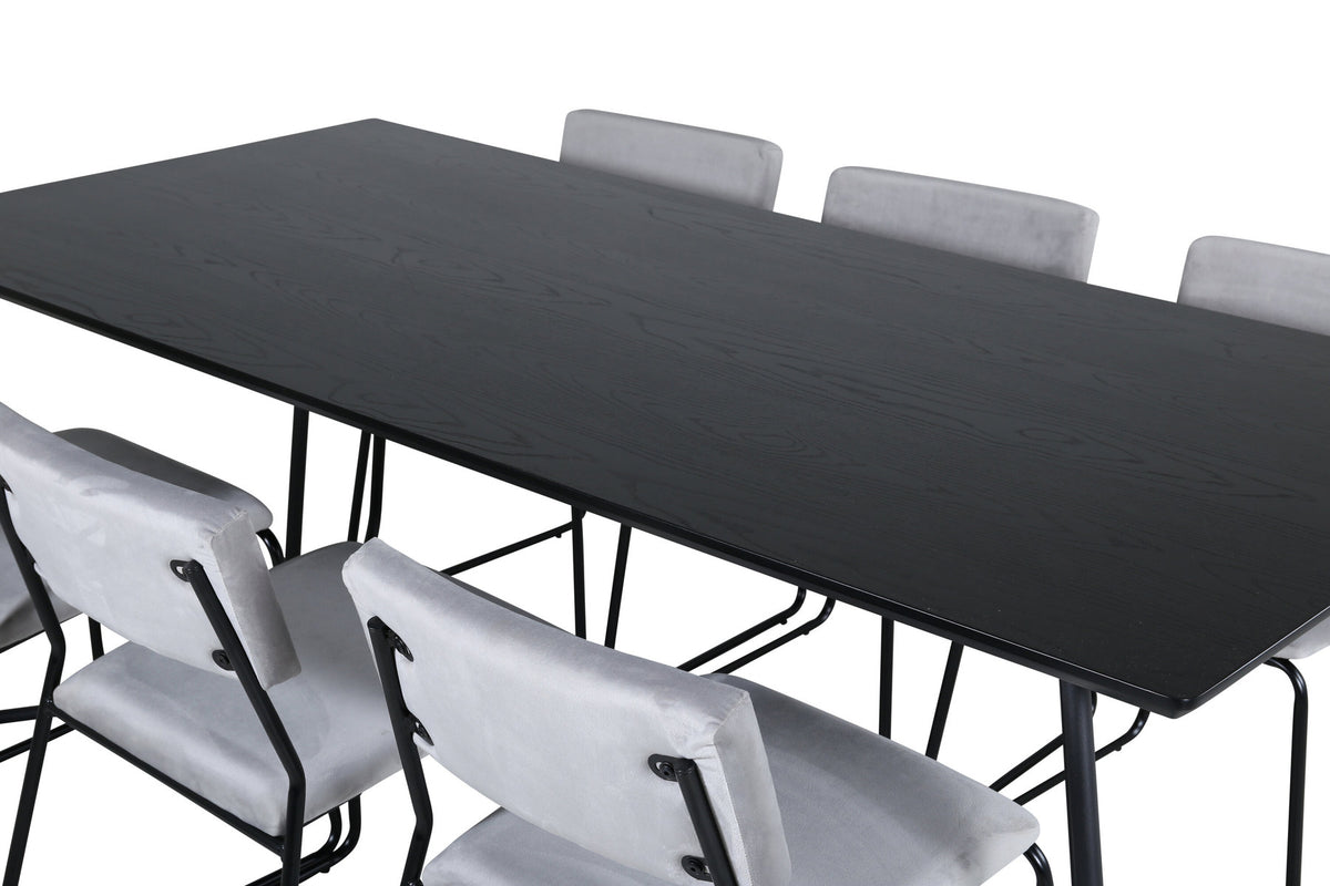 Petra Esszimmerset + Kenth 190cm/6St. in Schwarz / Grau präsentiert im Onlineshop von KAQTU Design AG. Esszimmerset ist von Venture Home