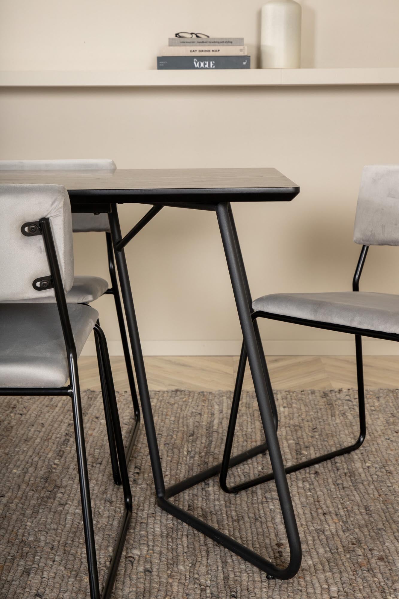 Petra Esszimmerset + Kenth 190cm/6St. in Schwarz / Grau präsentiert im Onlineshop von KAQTU Design AG. Esszimmerset ist von Venture Home