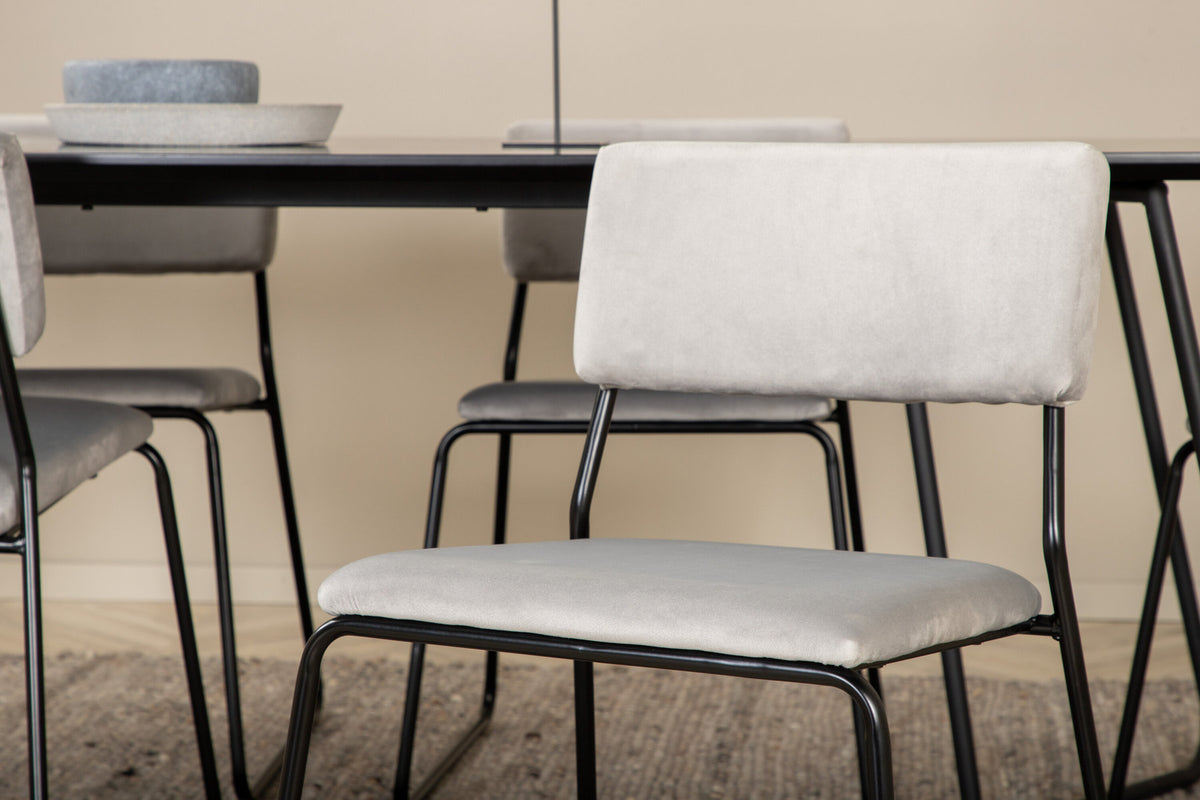 Petra Esszimmerset + Kenth 190cm/6St. in Schwarz / Grau präsentiert im Onlineshop von KAQTU Design AG. Esszimmerset ist von Venture Home