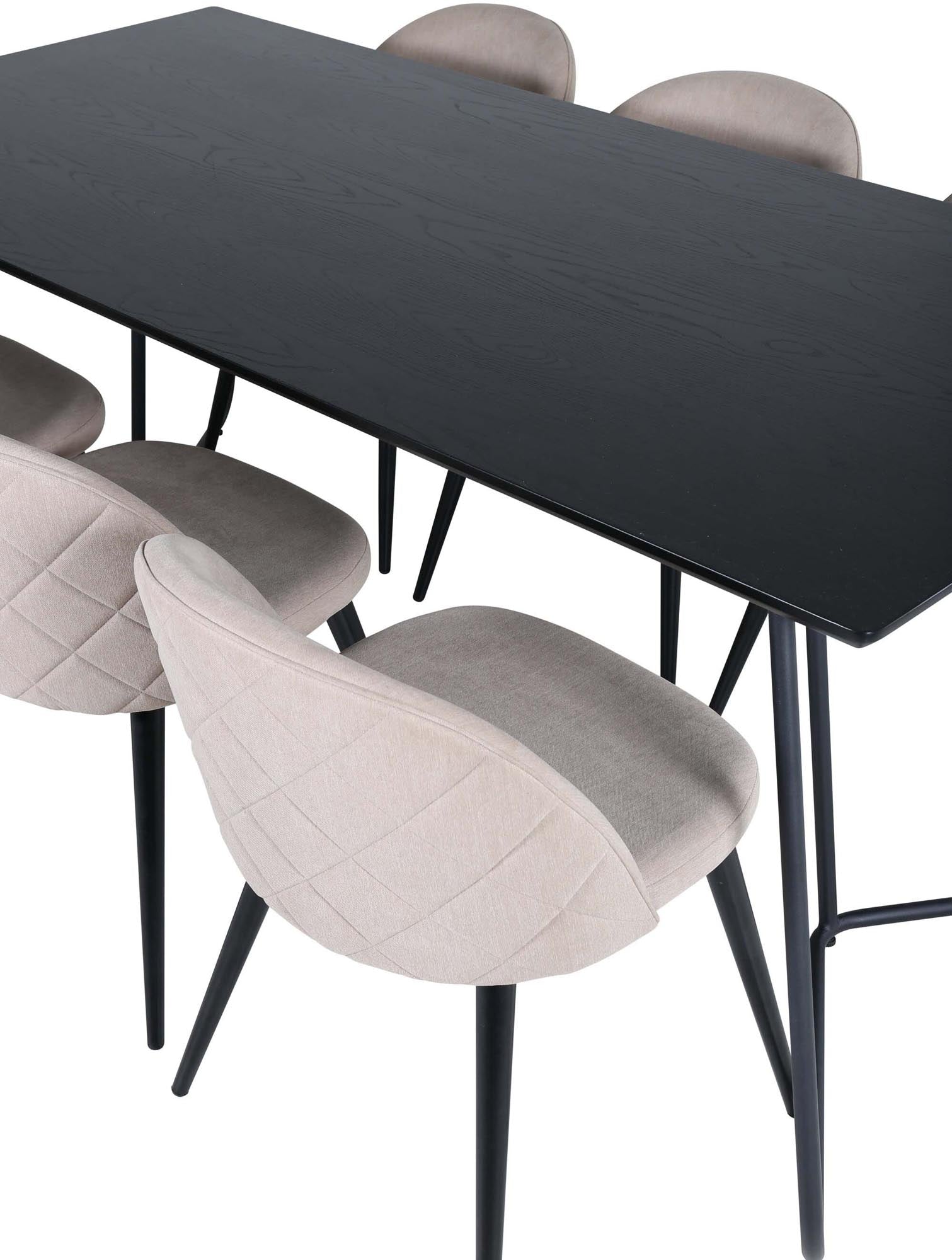 Petra Esszimmerset + Velvet Stitches 190cm/6St. in Beige, Schwarz präsentiert im Onlineshop von KAQTU Design AG. Esszimmerset ist von Venture Home