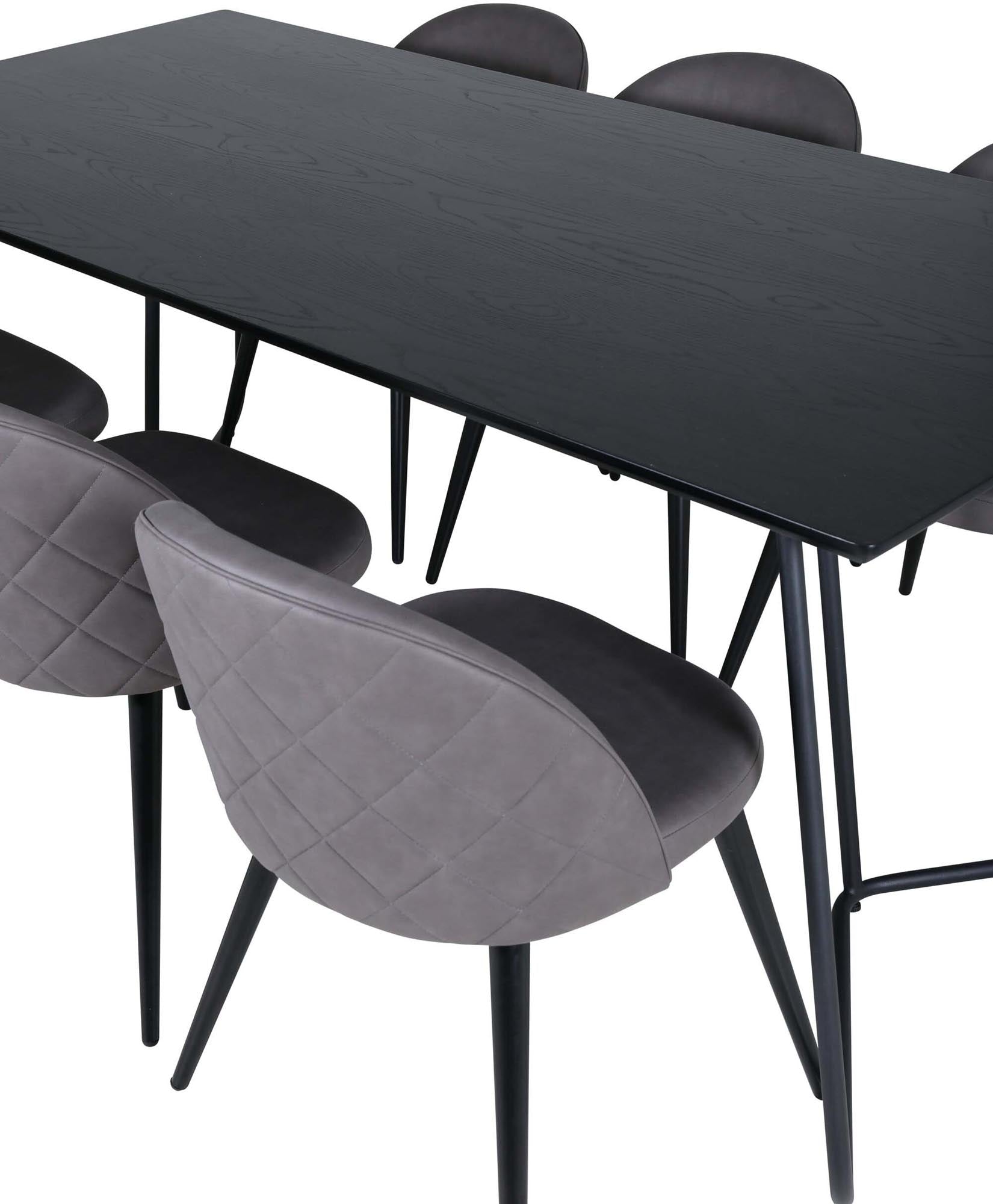 Petra Esszimmerset + Velvet Stitches 190cm/6St. in Schwarzgrau präsentiert im Onlineshop von KAQTU Design AG. Esszimmerset ist von Venture Home