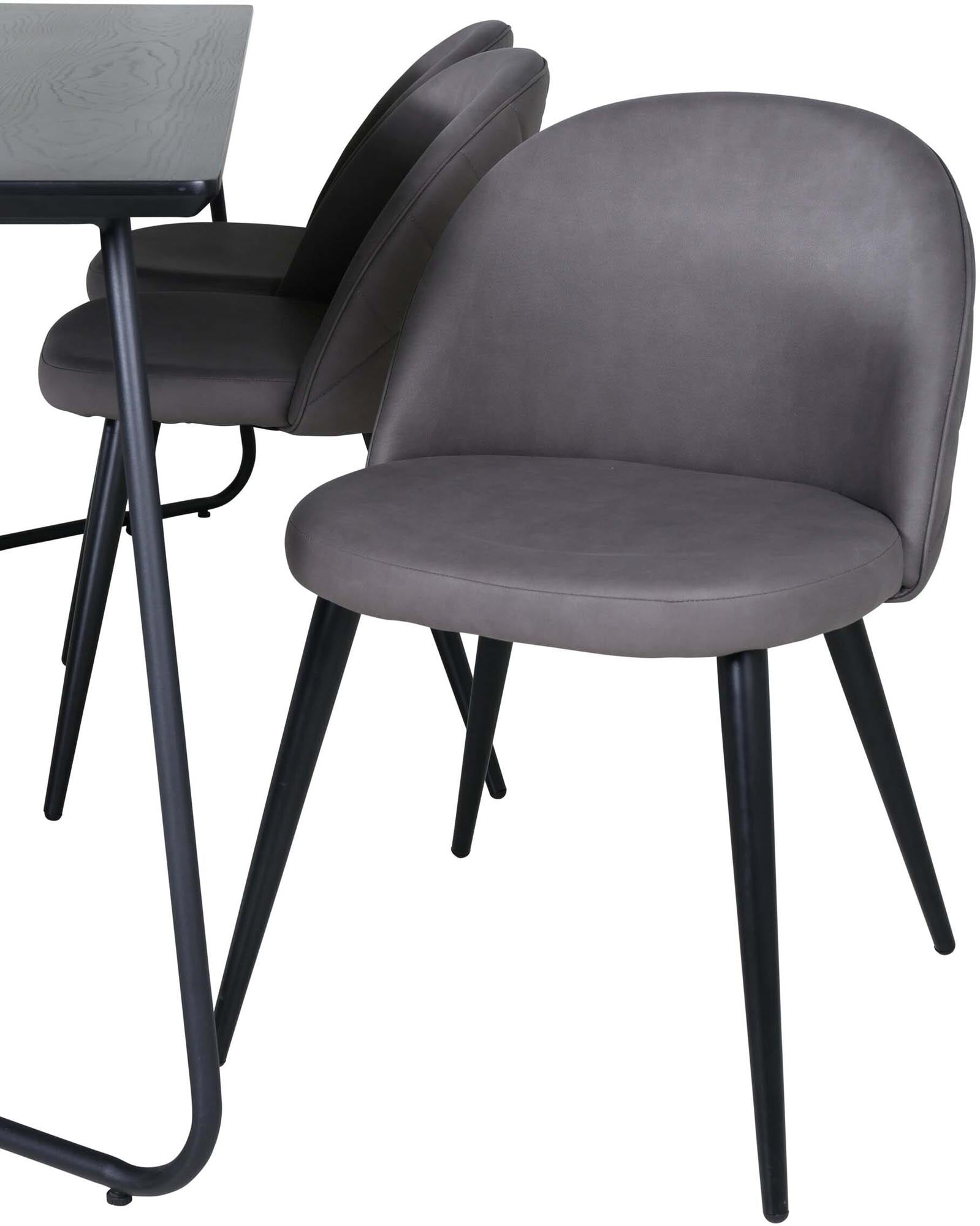 Petra Esszimmerset + Velvet Stitches 190cm/6St. in Schwarzgrau präsentiert im Onlineshop von KAQTU Design AG. Esszimmerset ist von Venture Home