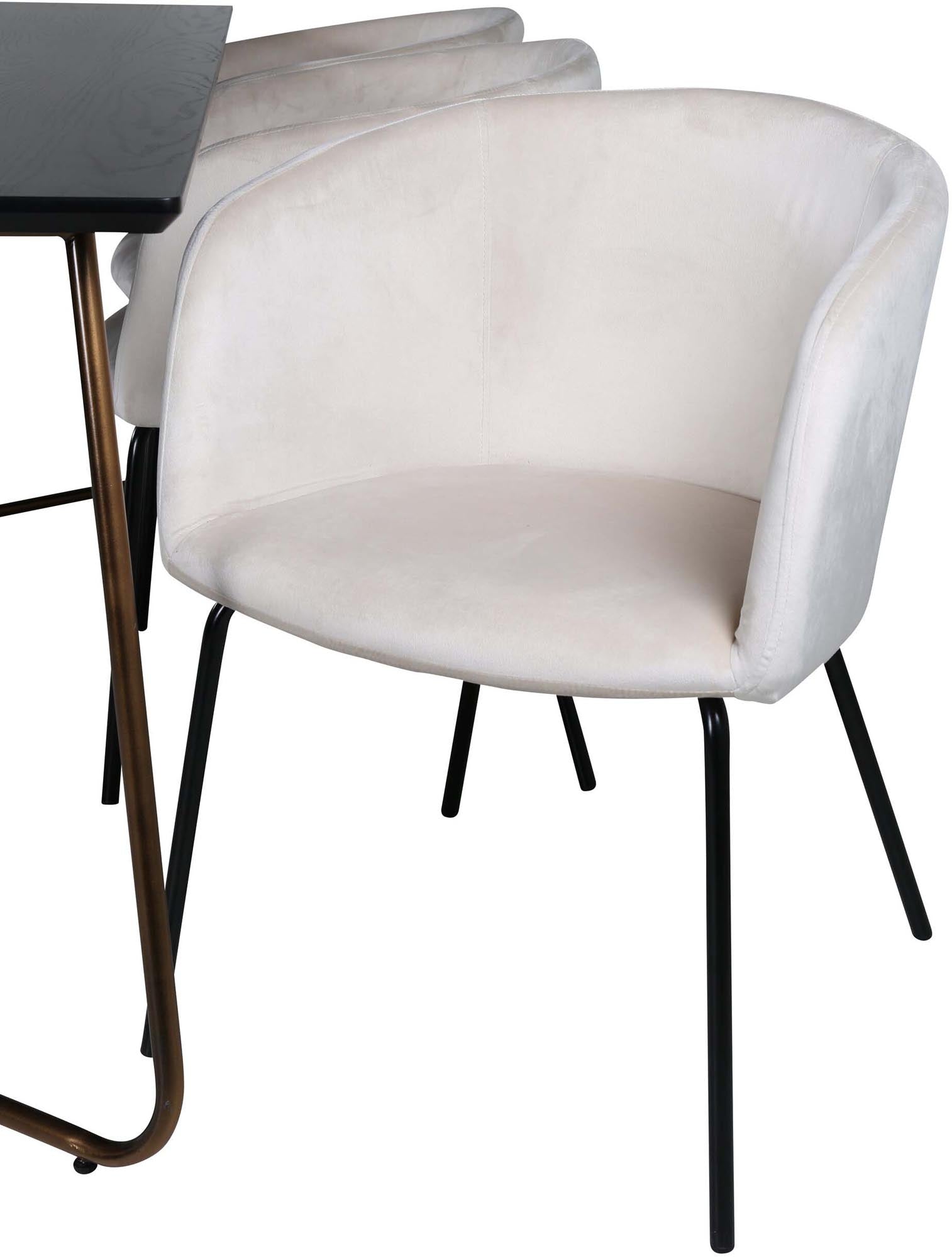 Petra Esszimmerset + Berit 190cm/6St. in Schwarz / Kupfer / Beige präsentiert im Onlineshop von KAQTU Design AG. Esszimmerset ist von Venture Home