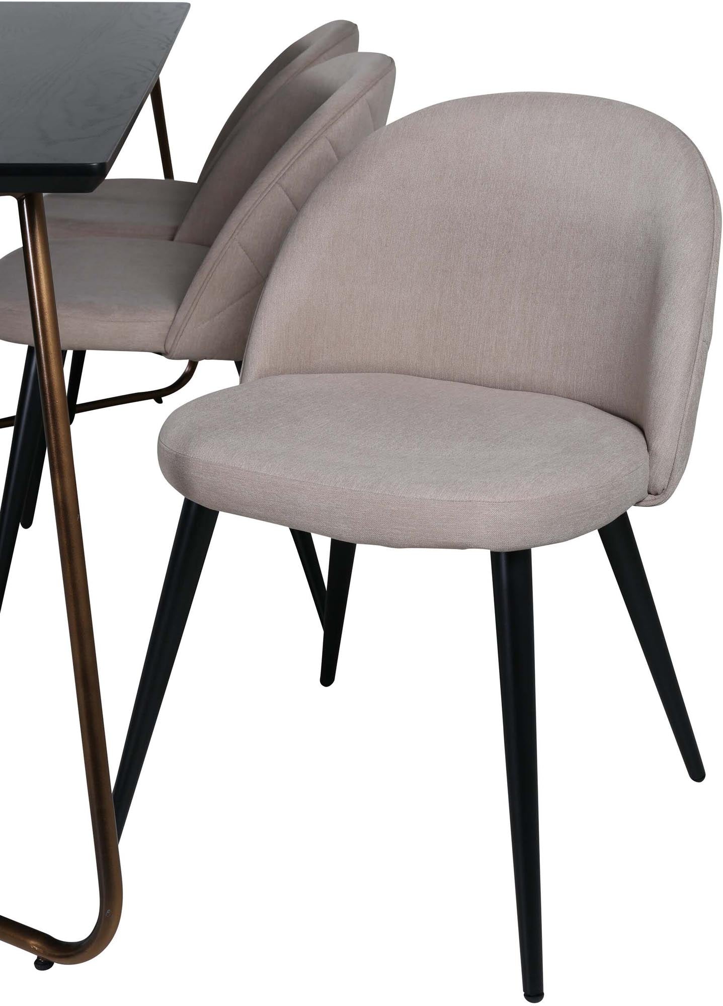 Petra Esszimmerset + Velvet 190cm/6St. in Schwarz / Kufper präsentiert im Onlineshop von KAQTU Design AG. Esszimmerset ist von Venture Home