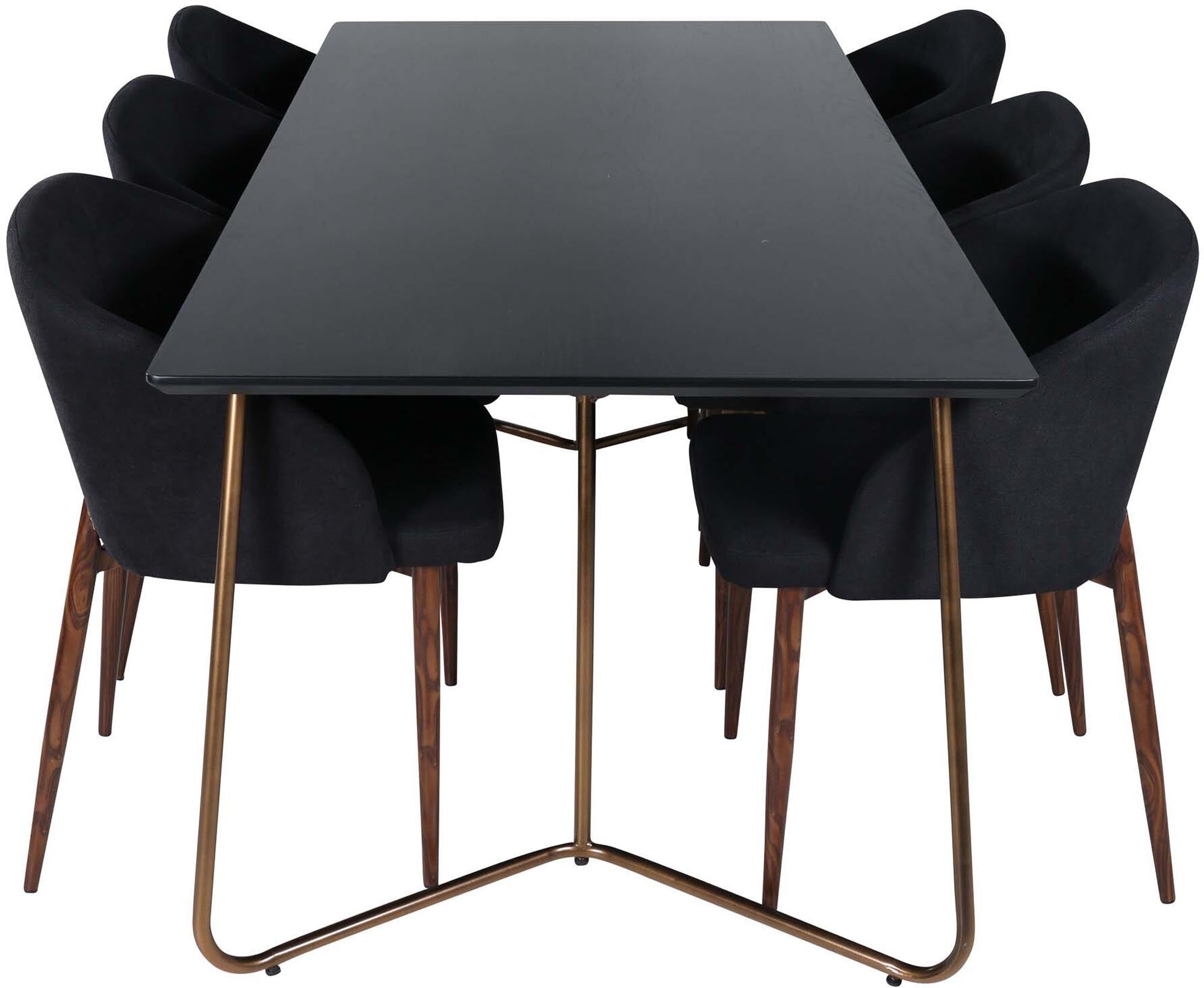 Modernes Esszimmerset von Venture Home: 190 cm Tisch und 6 Stühle für stilvolle Esszimmermomente. Pflegeleicht und einladend!