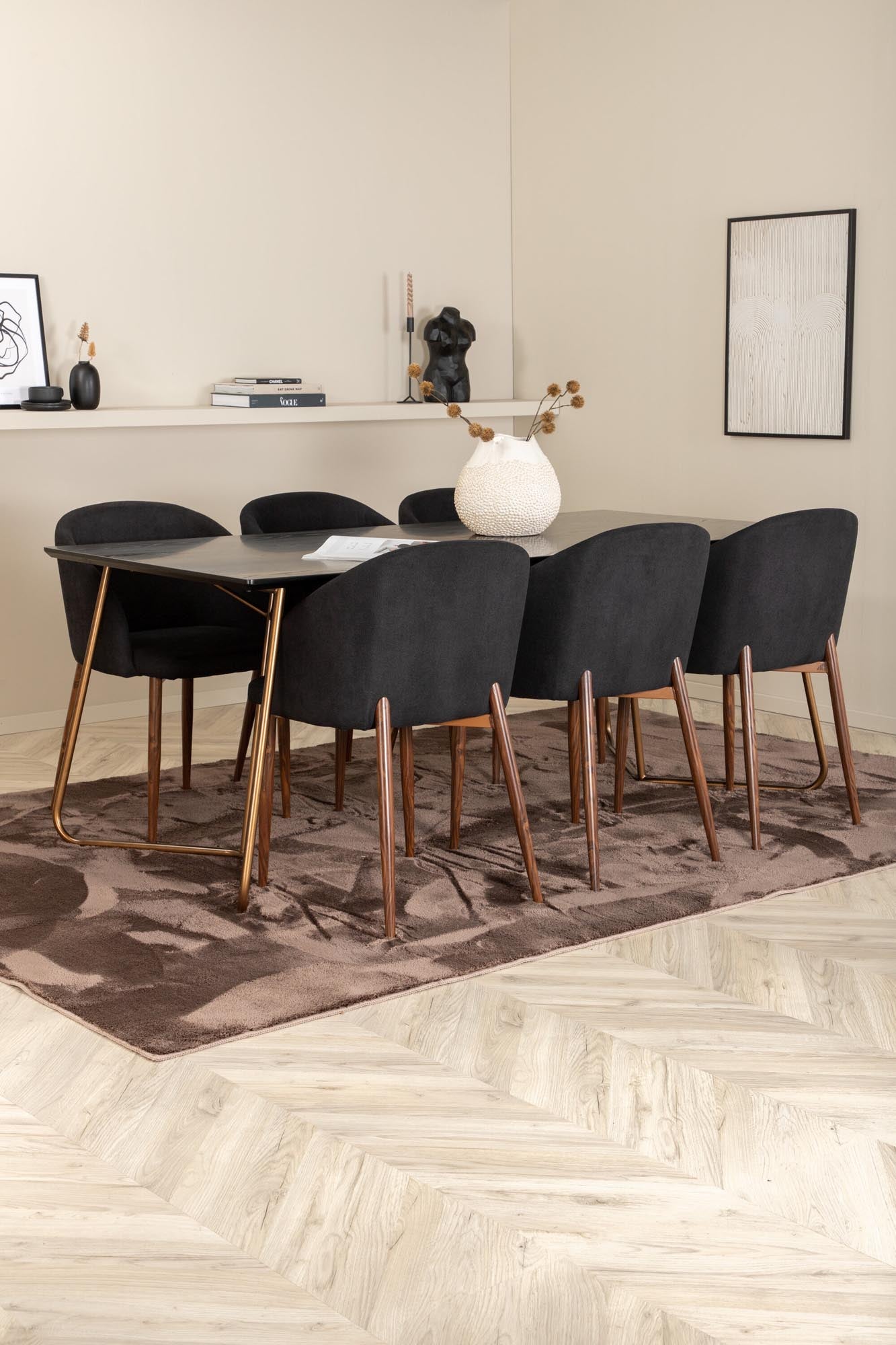Petra Esszimmerset + Arch 190cm/6St. in Schwarz präsentiert im Onlineshop von KAQTU Design AG. Esszimmerset ist von Venture Home