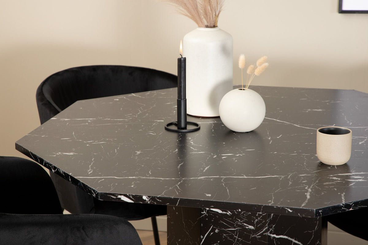 Marbs Esszimmerset + Berit ⌀110cm/4St. in Schwarz präsentiert im Onlineshop von KAQTU Design AG. Esszimmerset ist von Venture Home